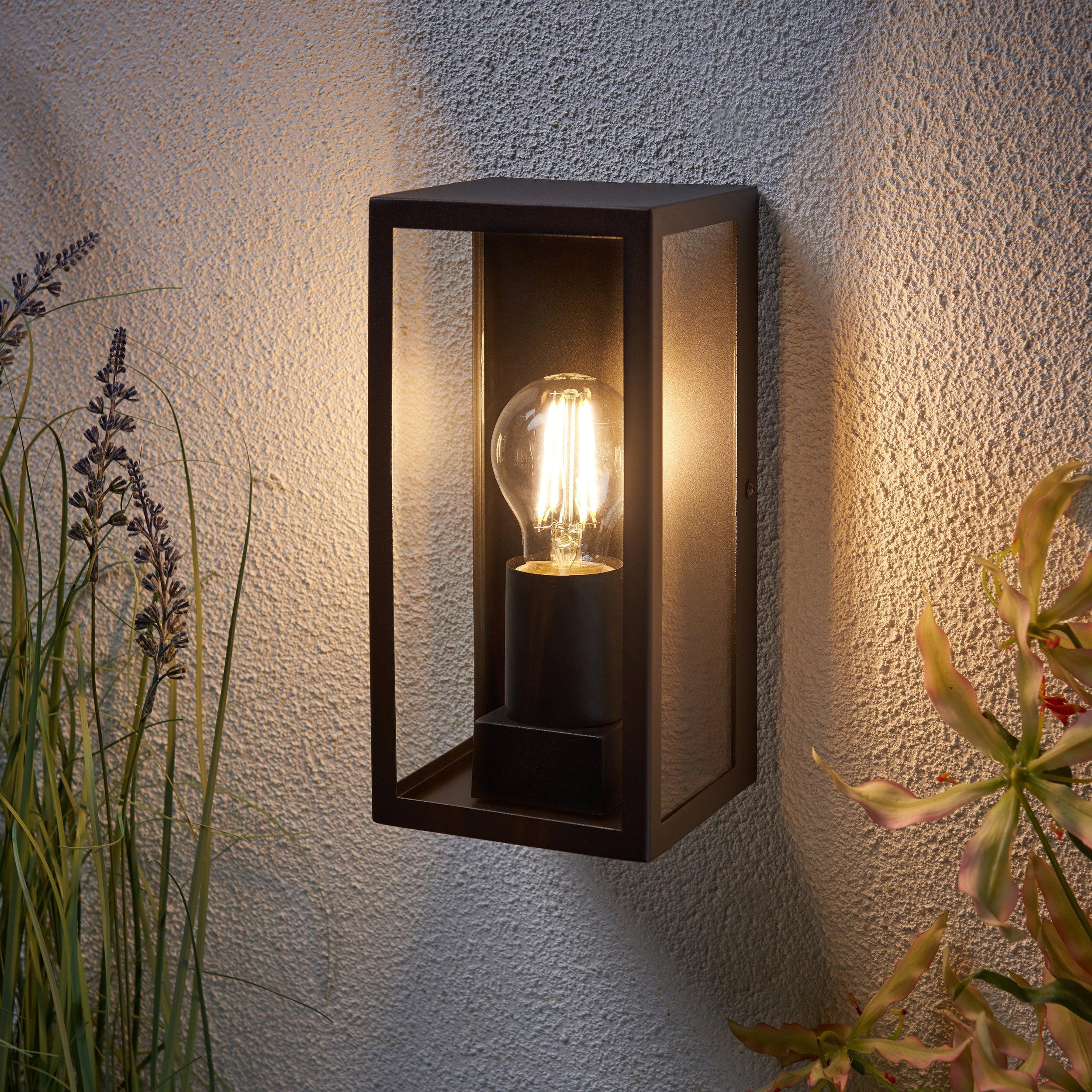 breton black outdoor wall light ip44 28w by saxby lighting, close up image 42