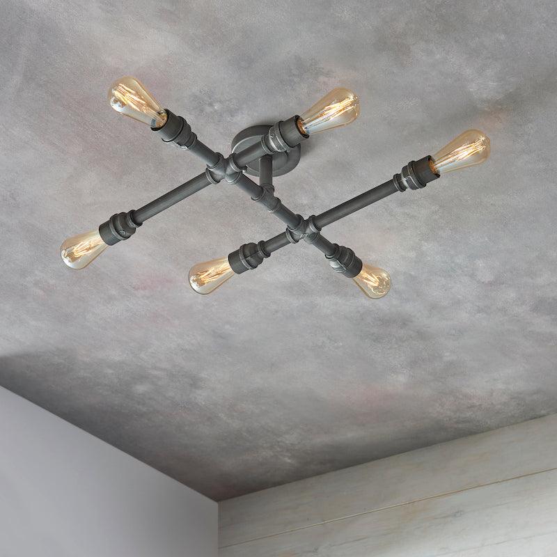 Pipe 6lt Semi Flush Ceiling Light by Endon Lighting Living Room Image 7