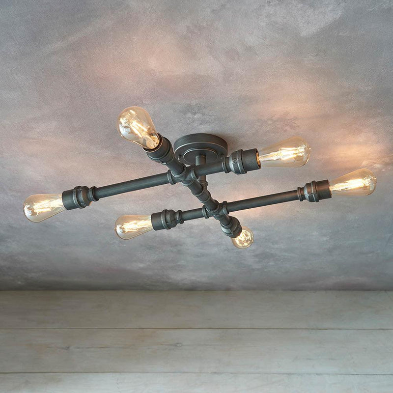 Pipe 6lt Semi Flush Ceiling Light by Endon Lighting Living Room Image 2