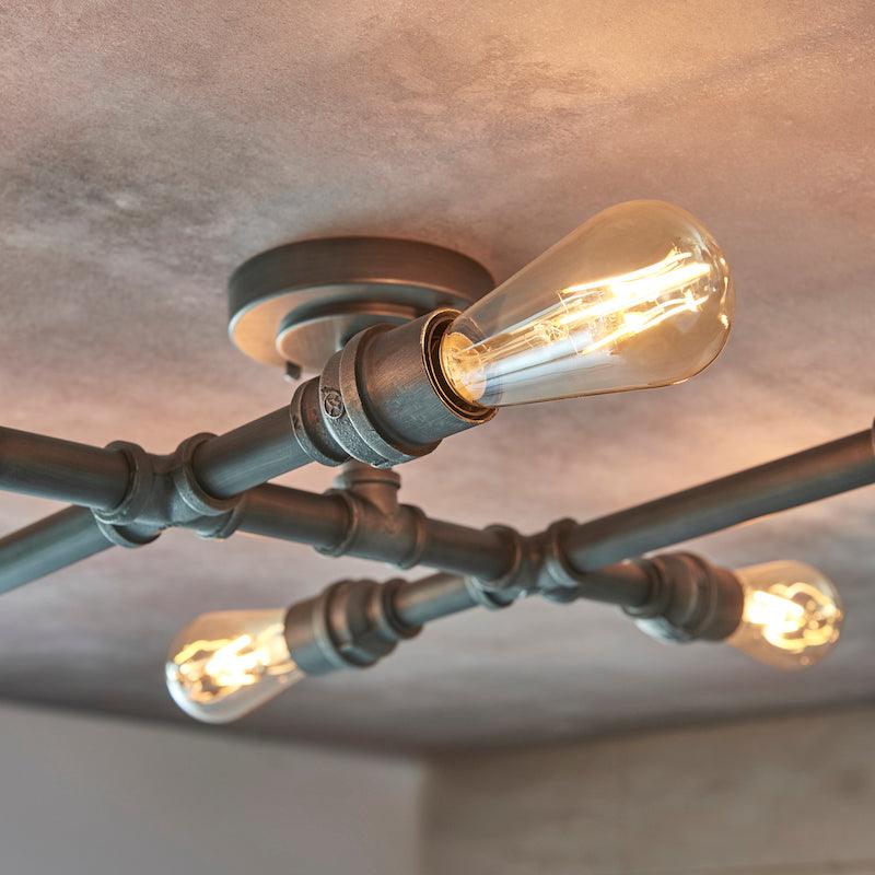 Pipe 6lt Semi Flush Ceiling Light by Endon Lighting Living Room Image 8