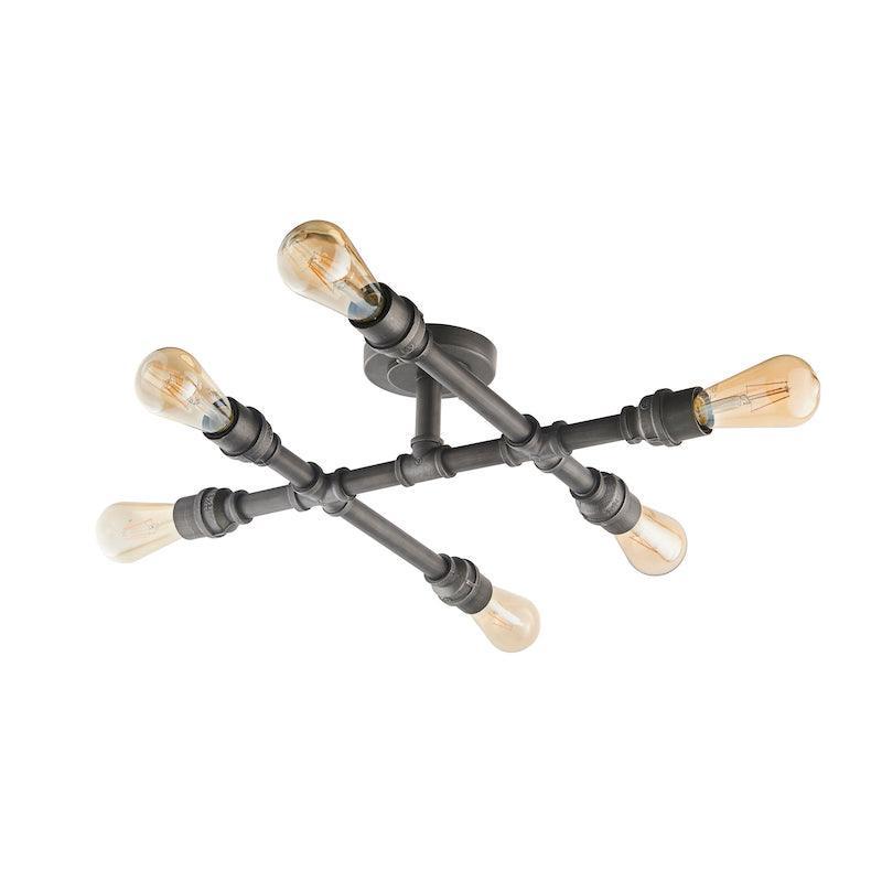 Pipe 6lt Semi Flush Ceiling Light by Endon Lighting Living Room Image 10