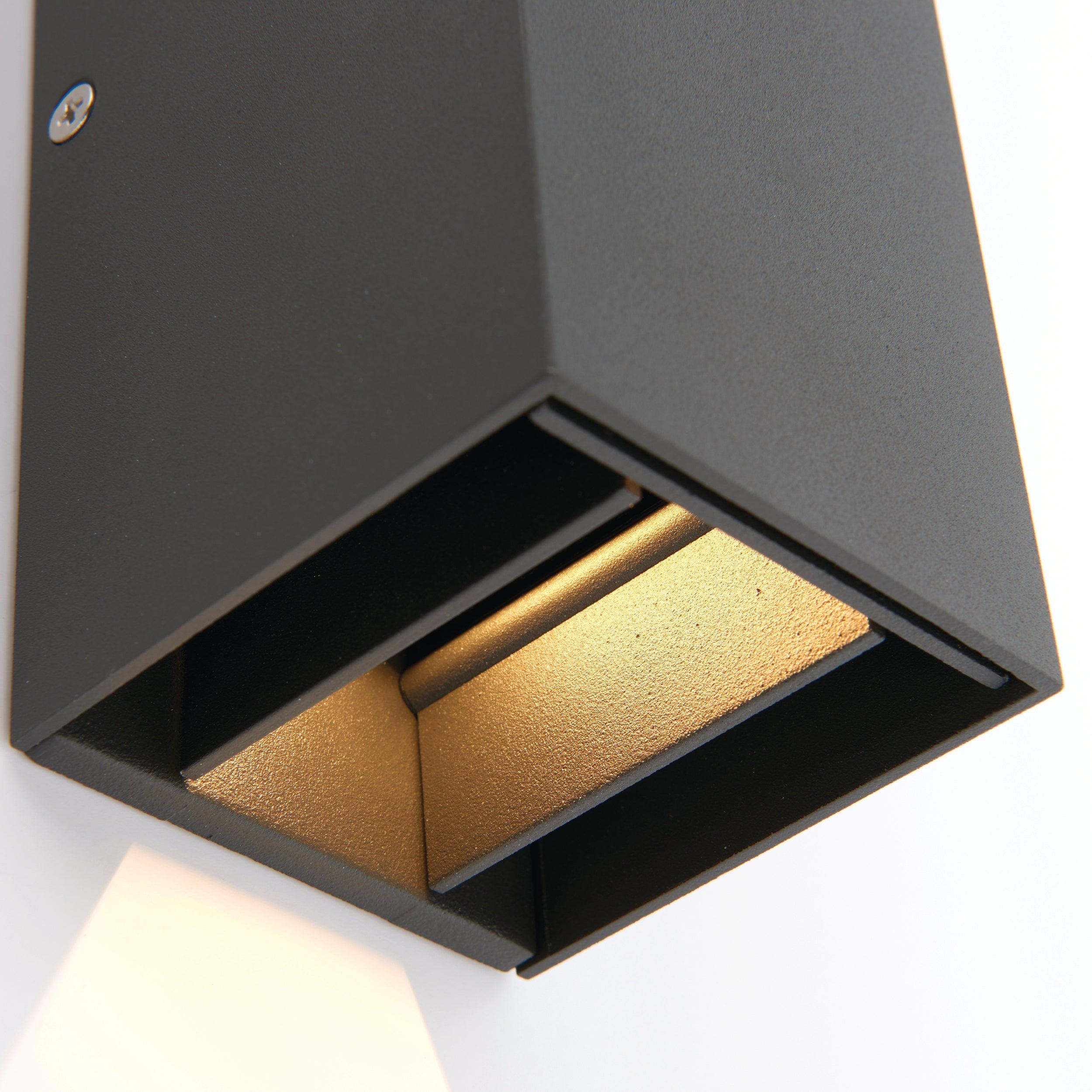 glover black led outdoor wall light ip44 5 5w by saxby lighting, close up image 347