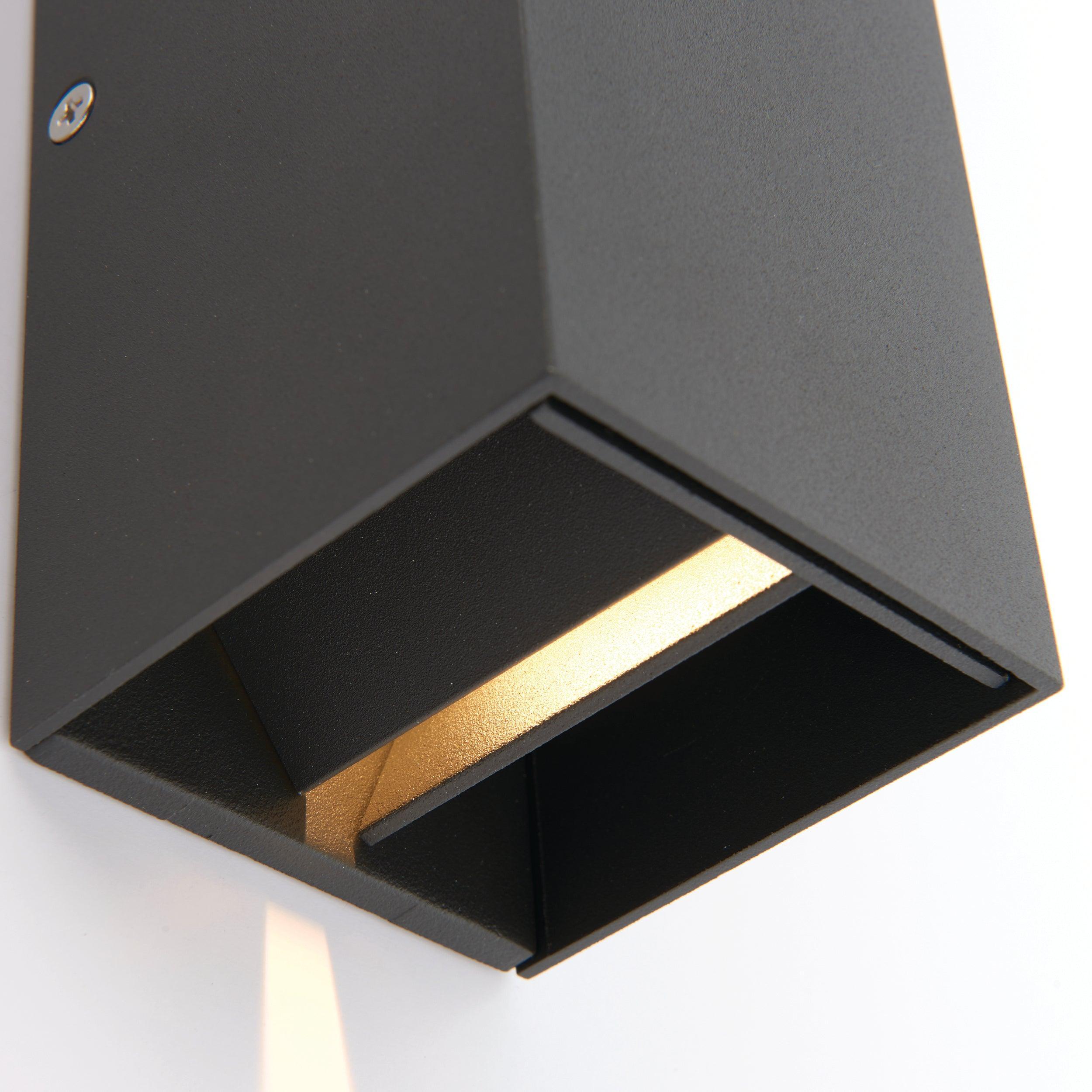 glover black led outdoor wall light ip44 5 5w by saxby lighting, close up image 290