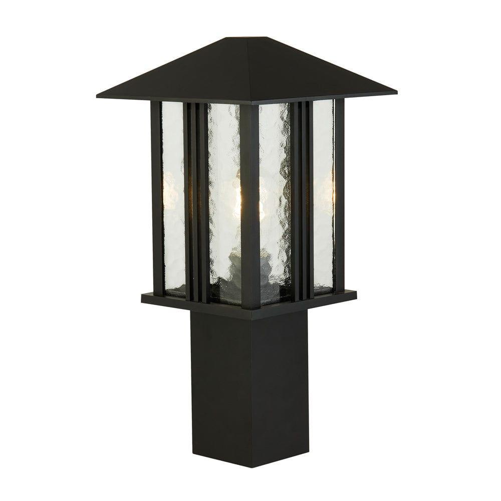 venice 1 light outdoor black water glass post 45cm 7925 450