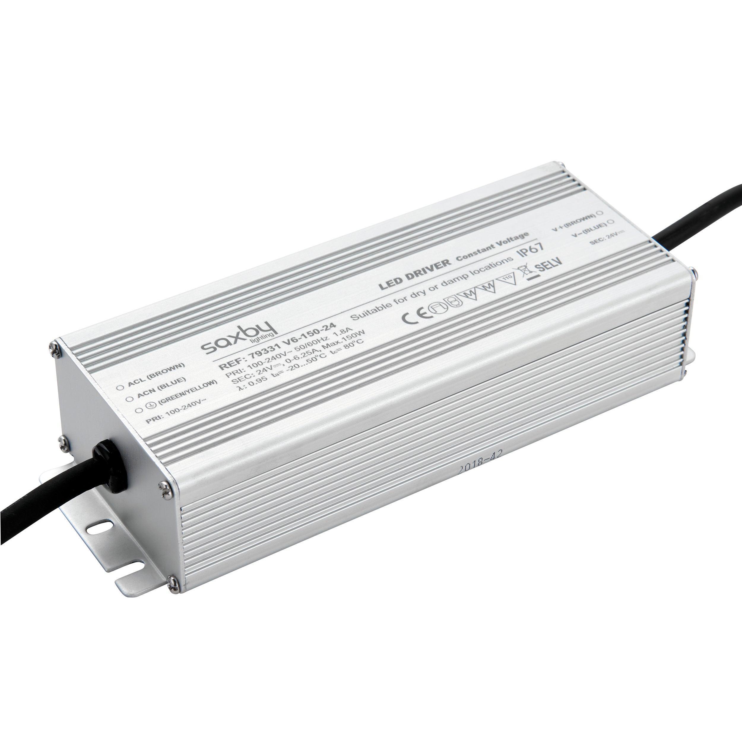 led driver constant voltage 24v 150w ip67by saxby lighting