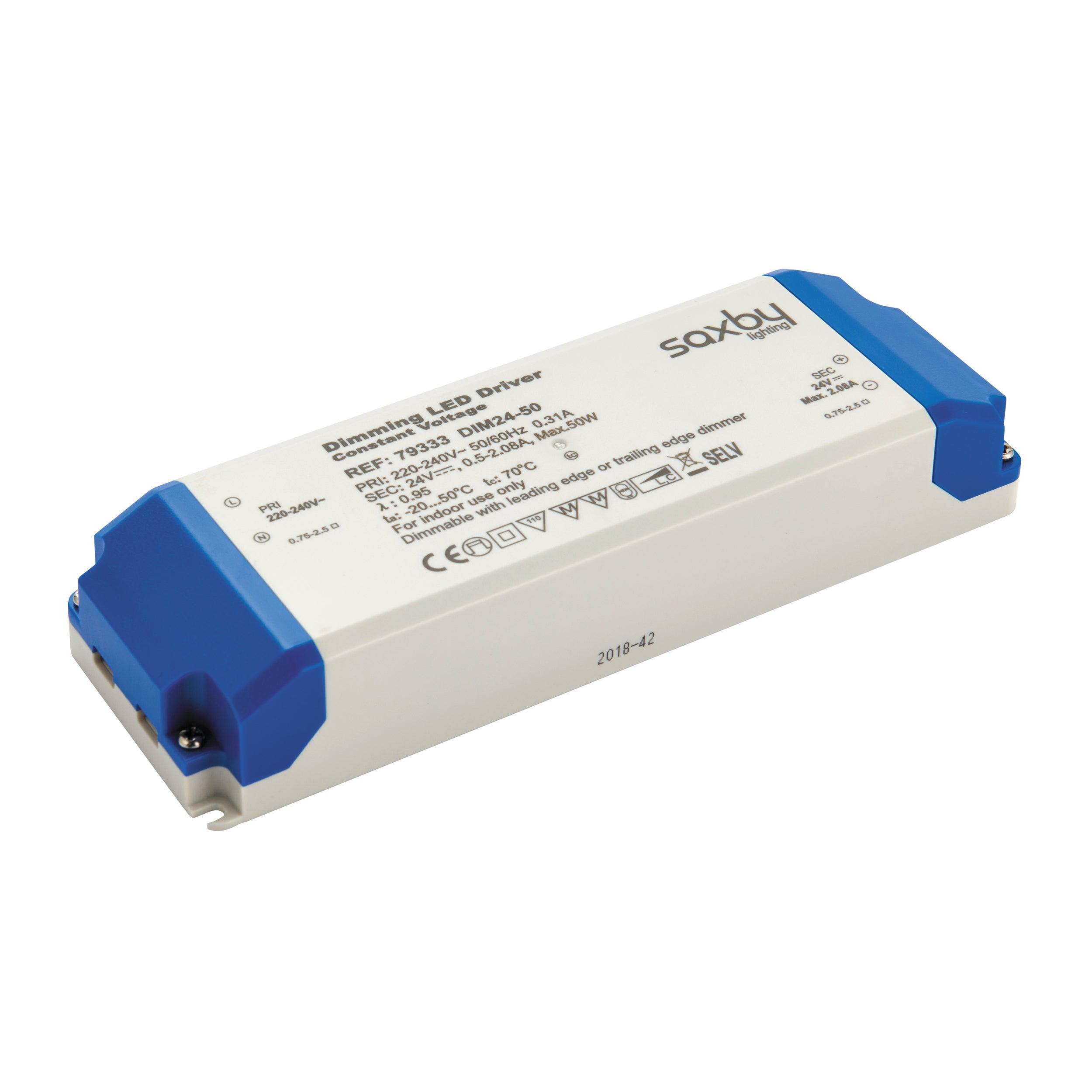 led driver constant voltage dimmable 24v 50wby saxby lighting