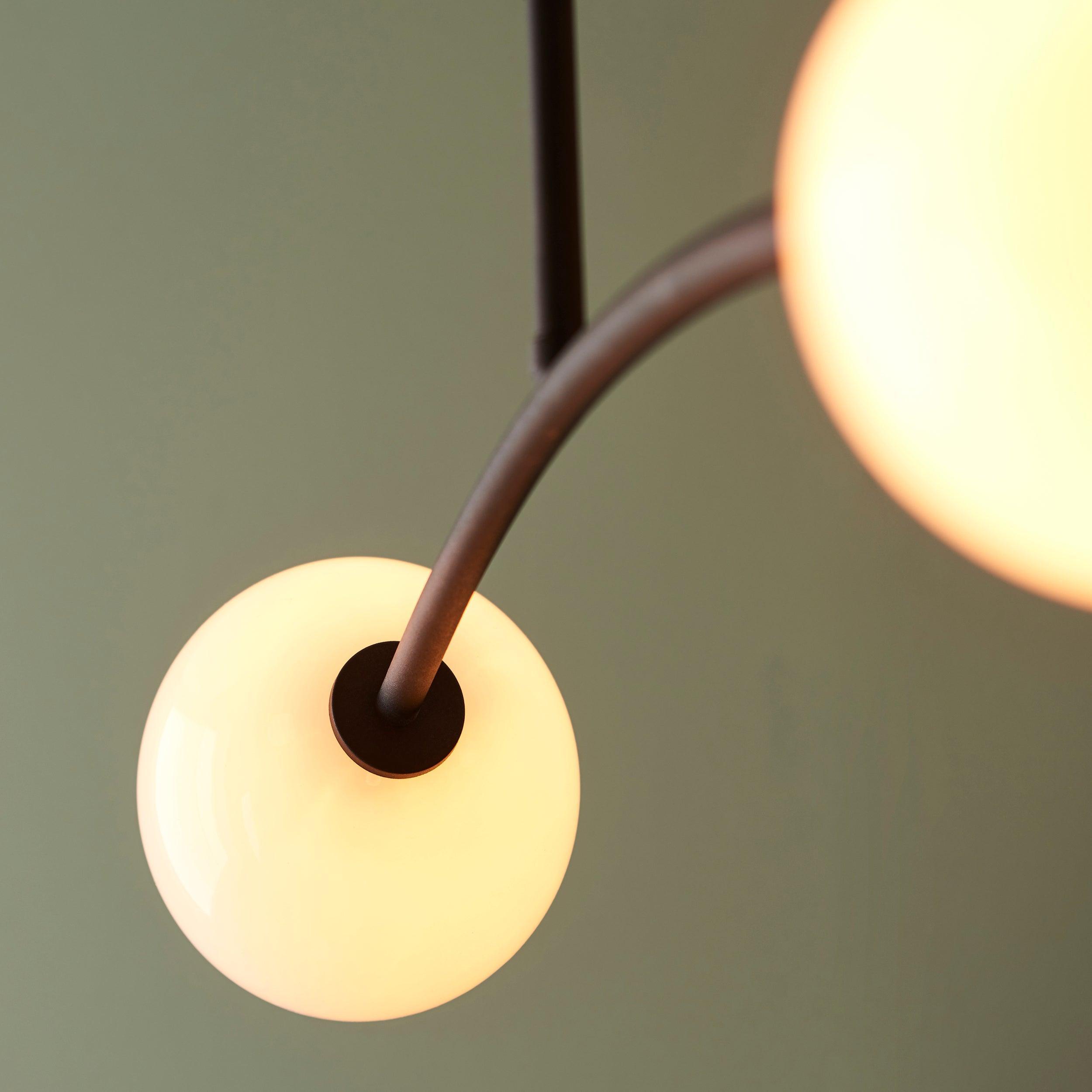 Pinner 4 Light Art Deco Living Room Semi Flush - Opal Glass Shades Image 7