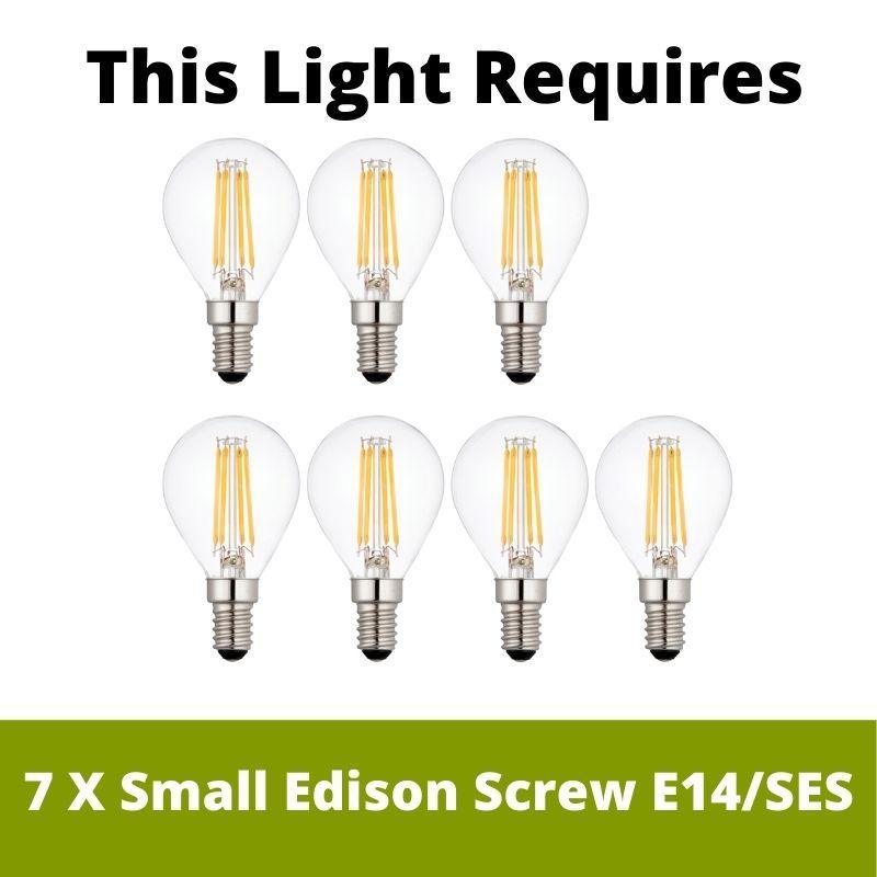 glacier 7 light chrome acrylic ceiling pendant by searchlight lighting, LED Lamp Bulb Guide