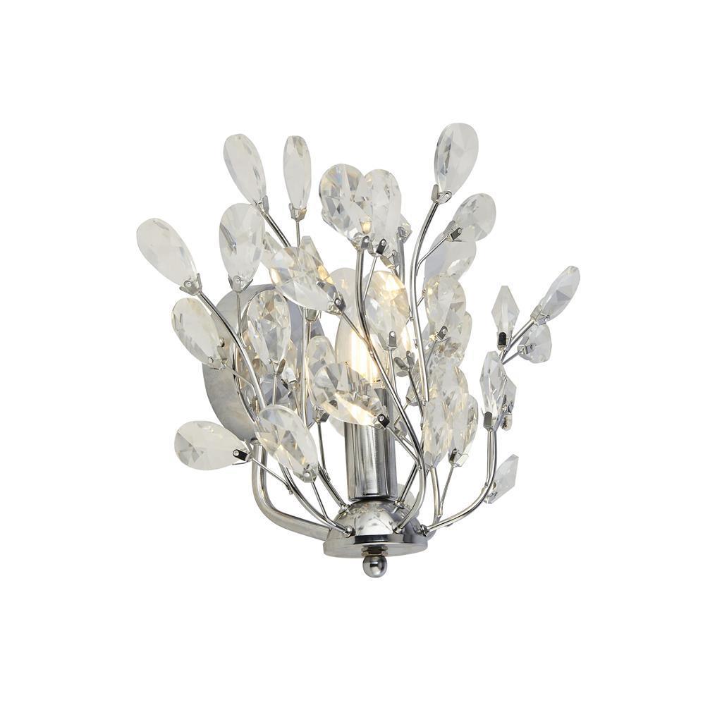 bouquet 1 light chrome wall light crystal glass
