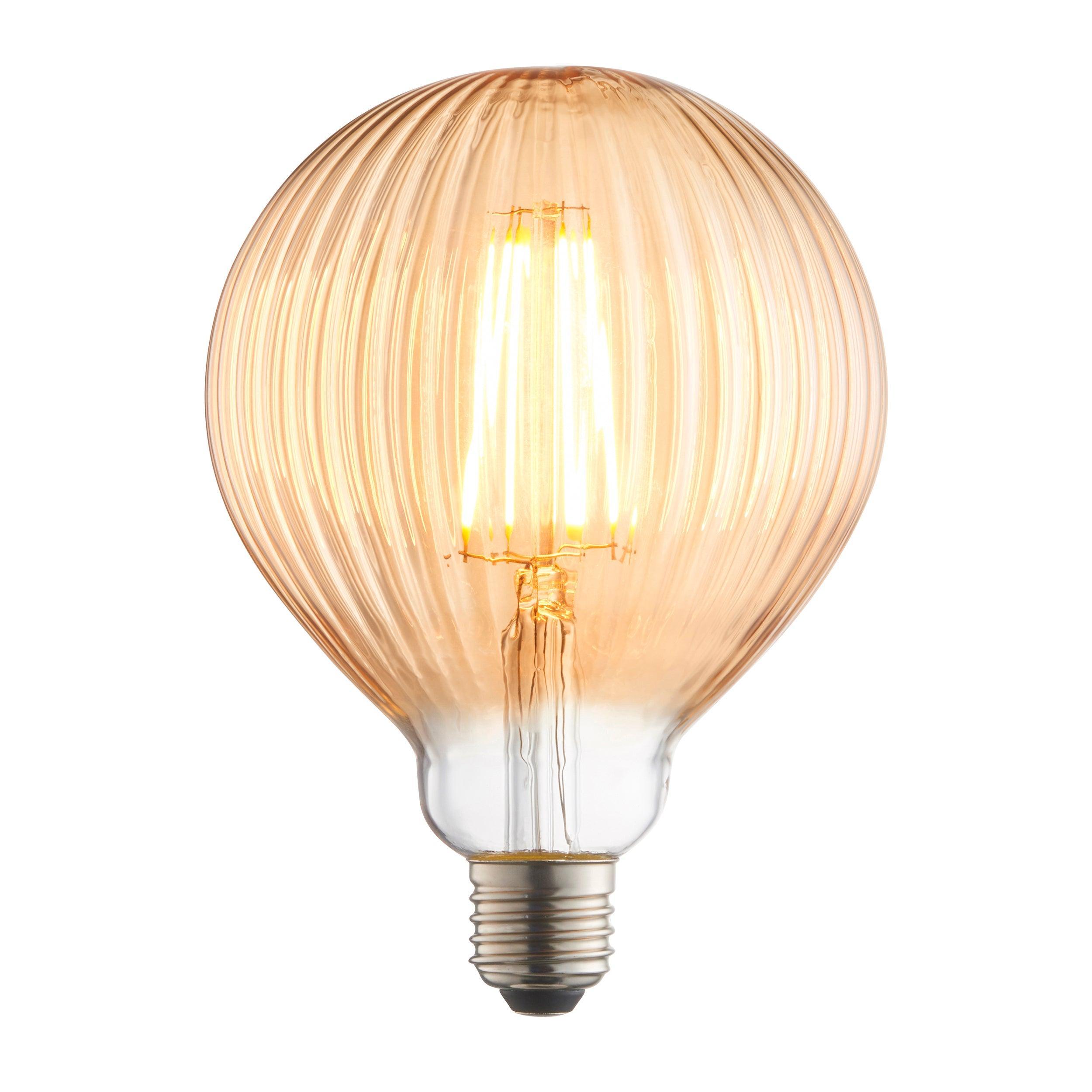 Ribb E27 Amber Tinted Ribbed Decorative 4W LED Light Bulb