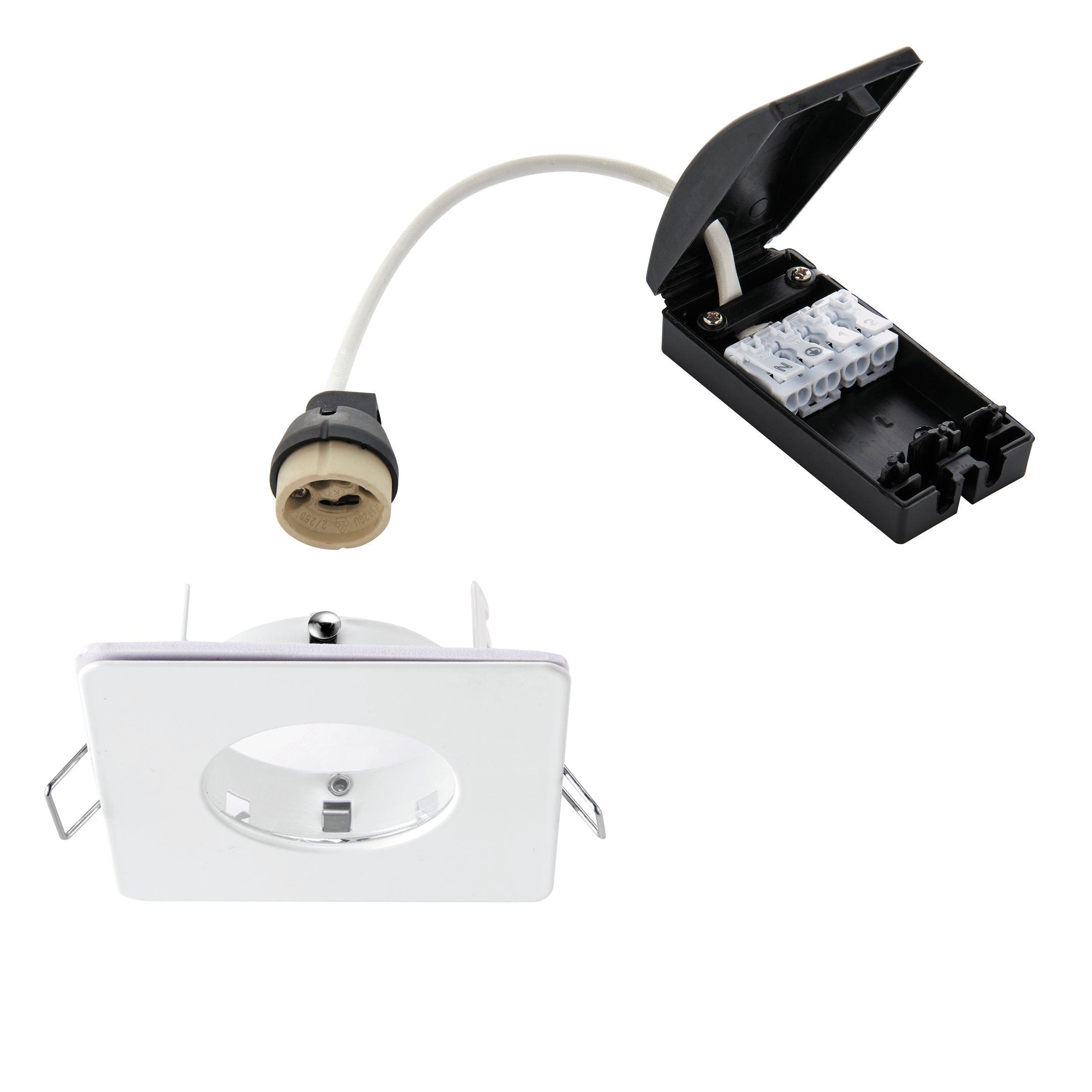 speculo white square recessed light ip65 50w by saxby lighting, close up image 272