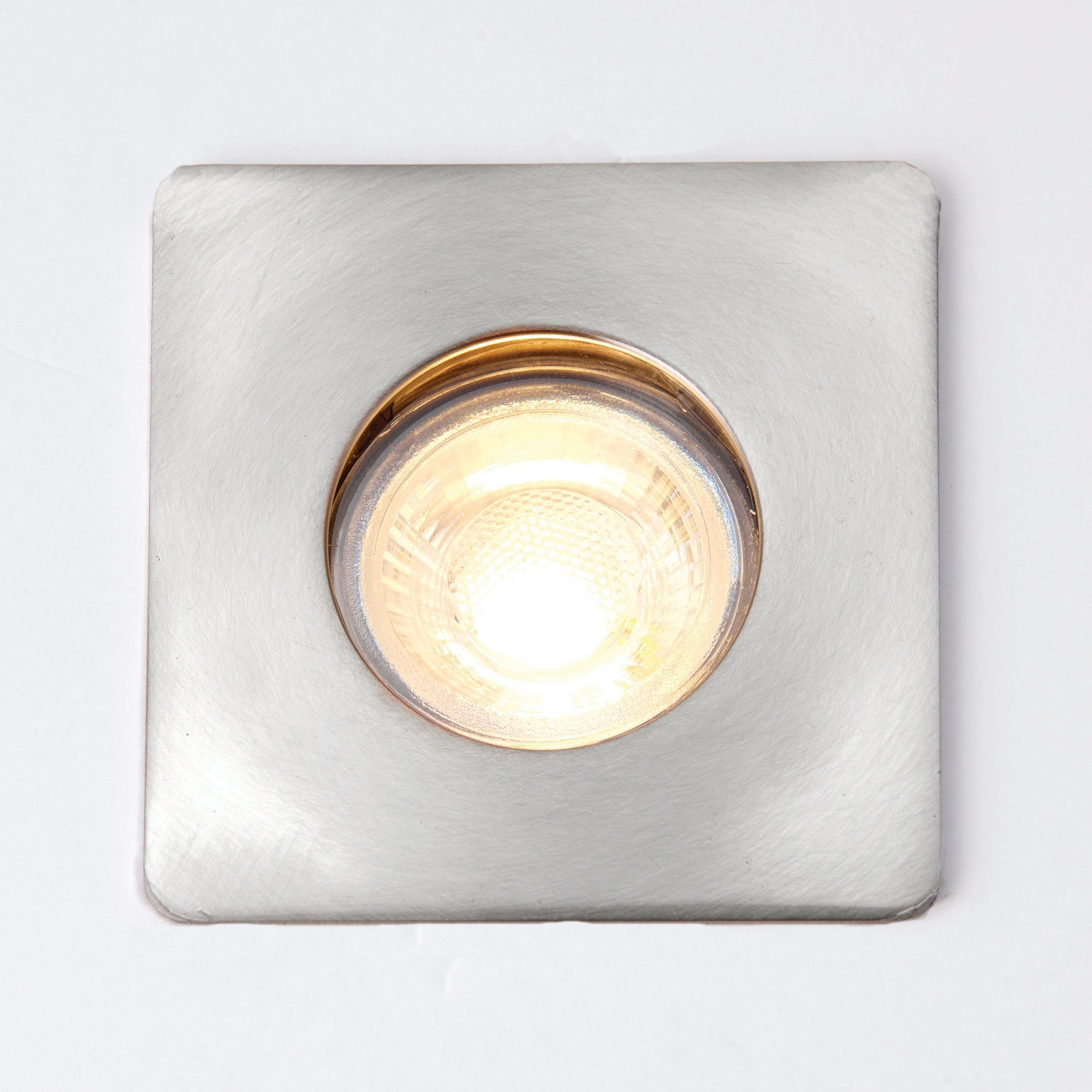 speculo brushed chrome square recessed light ip65 50w by saxby lighting, close up image 173