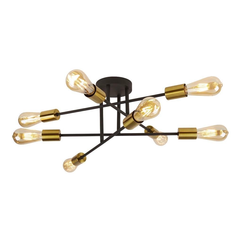 Armstrong 8 Light Black And Satin Brass Ceiling Light Living room Image