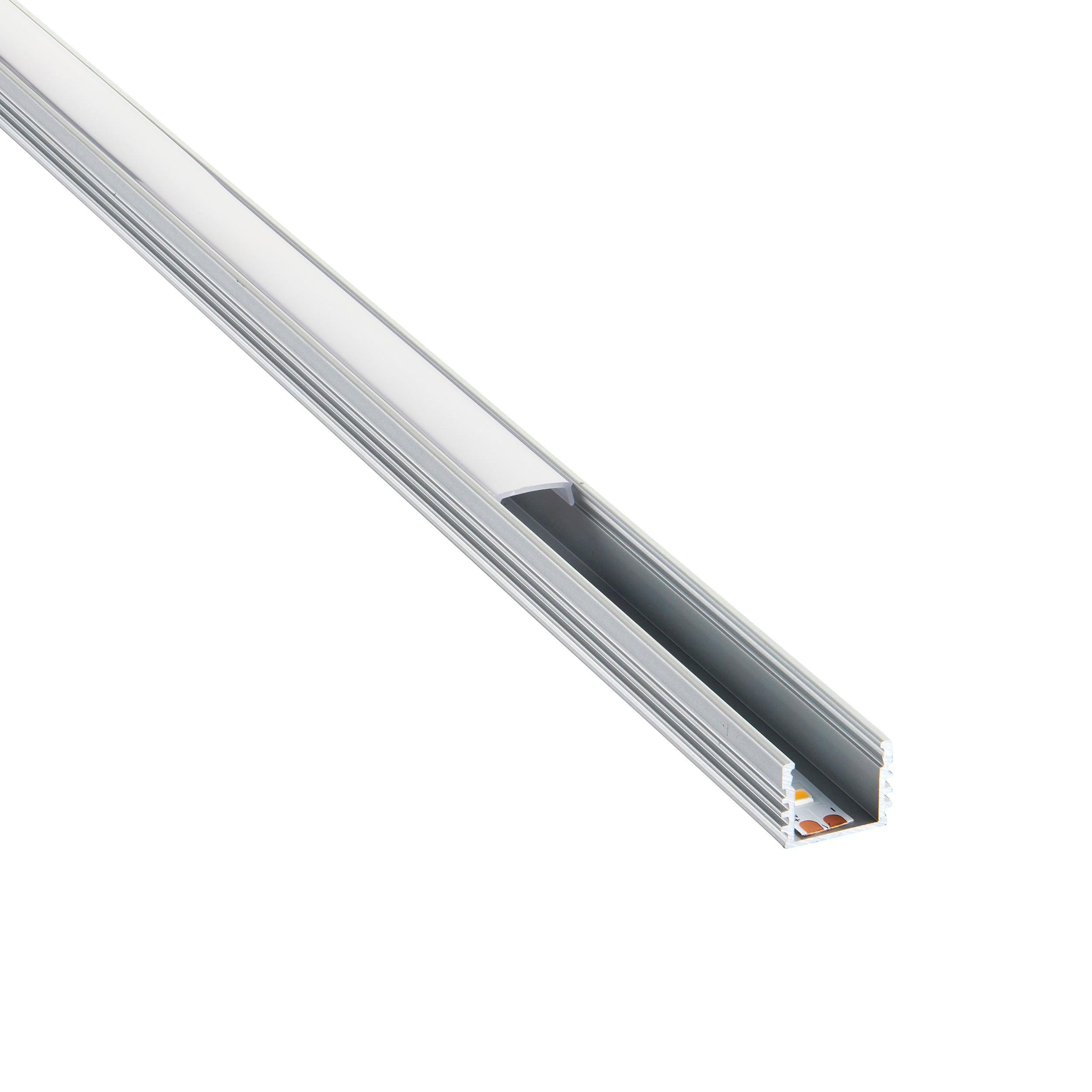 rigel surface 2m aluminium profile extrusion silver for led tape light by saxby lighting, close up image 349