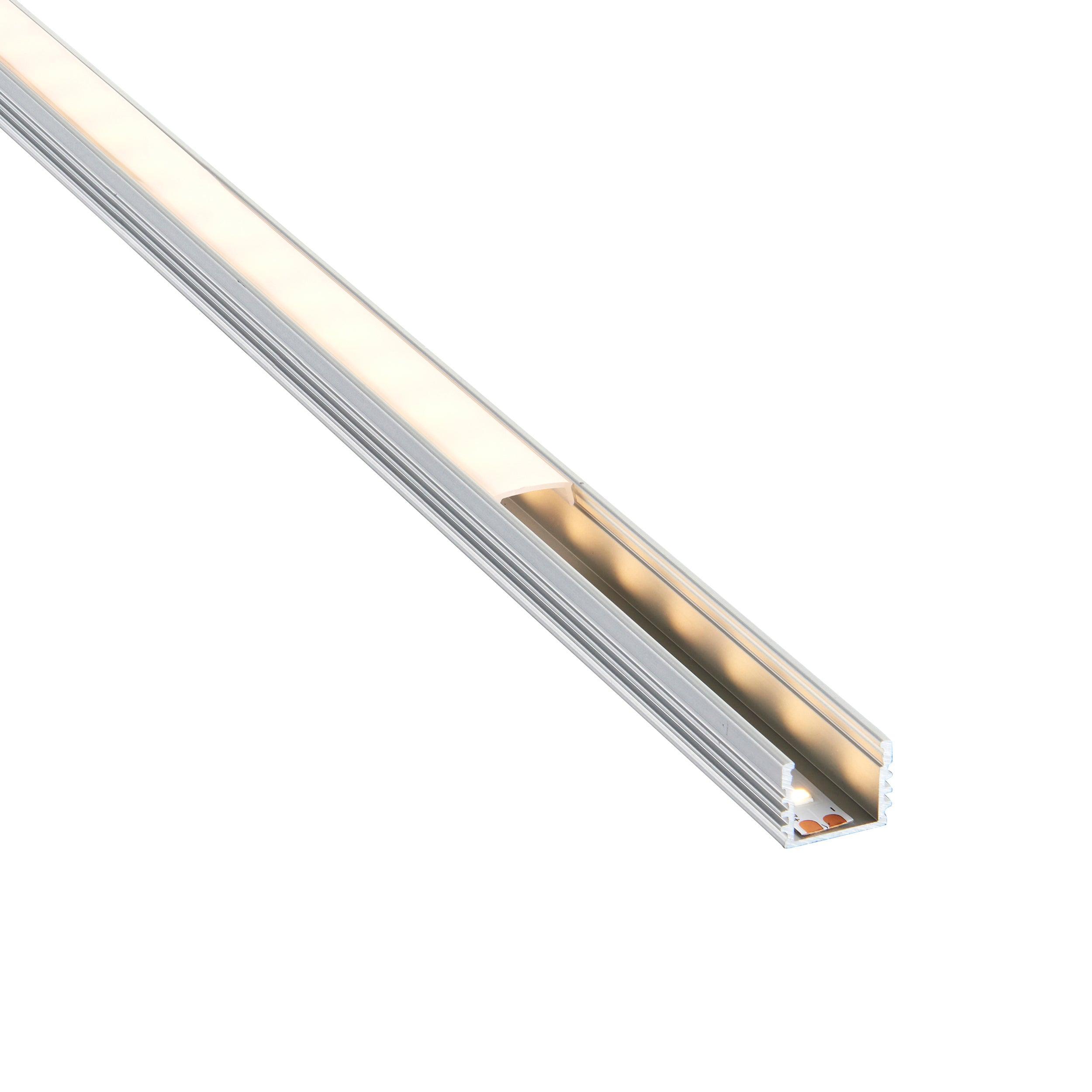 rigel surface 2m aluminium profile extrusion silver for led tape light by saxby lighting, close up image 302