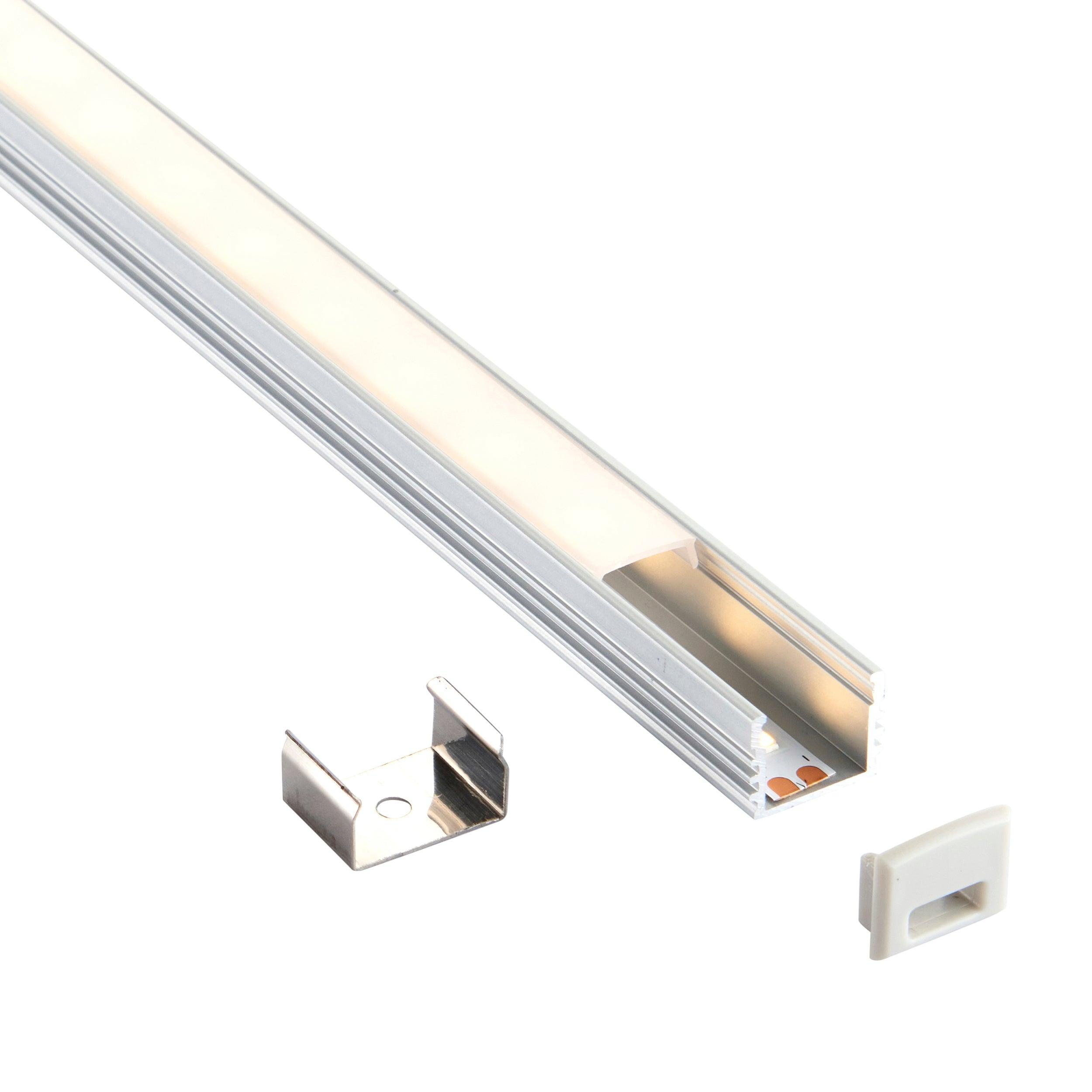 rigel surface 2m aluminium profile extrusion silver for led tape light by saxby lighting, close up image 165
