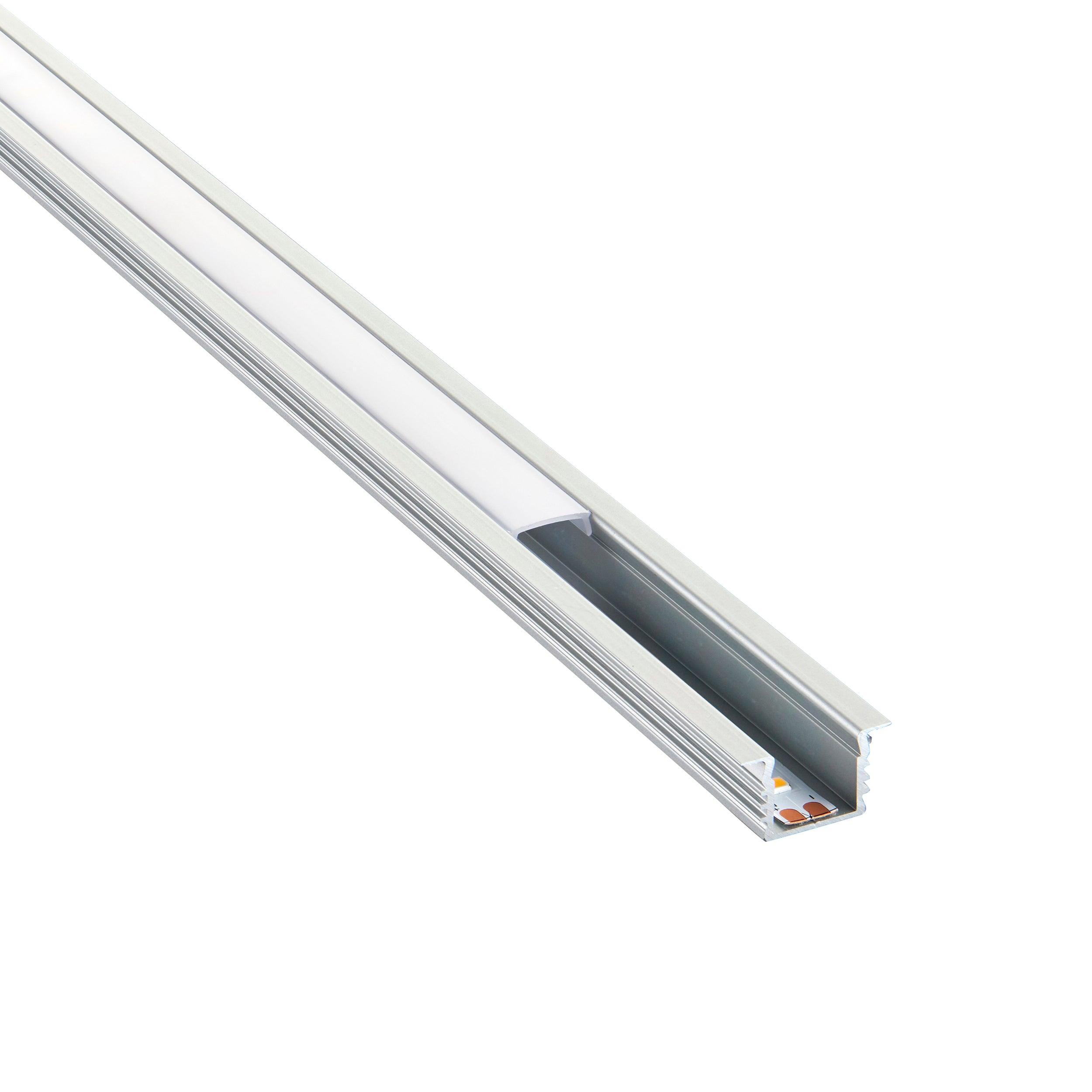 rigel recessed 2m aluminium profile extrusion silver for led tape light by saxby lighting, close up image 348
