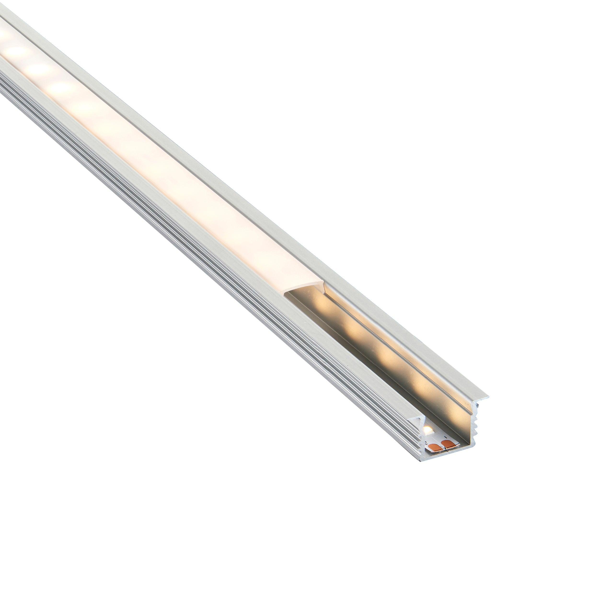 rigel recessed 2m aluminium profile extrusion silver for led tape light by saxby lighting, close up image 301
