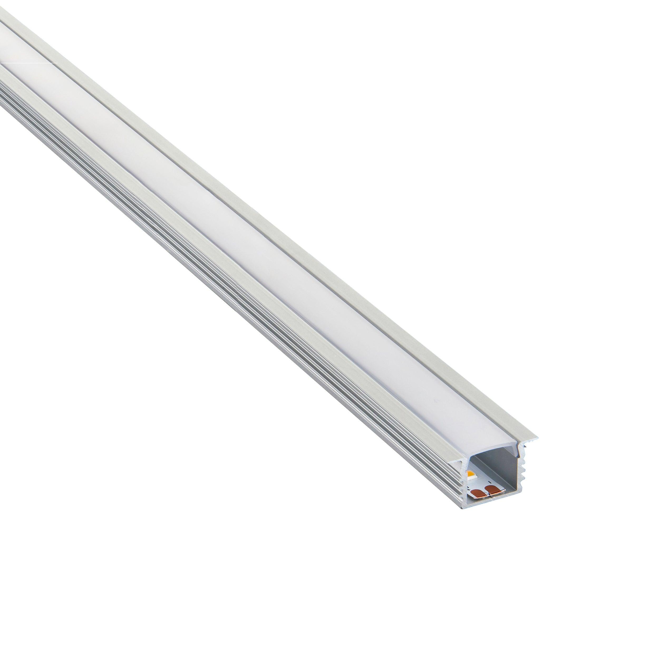 rigel recessed 2m aluminium profile extrusion silver for led tape light by saxby lighting, close up image 261