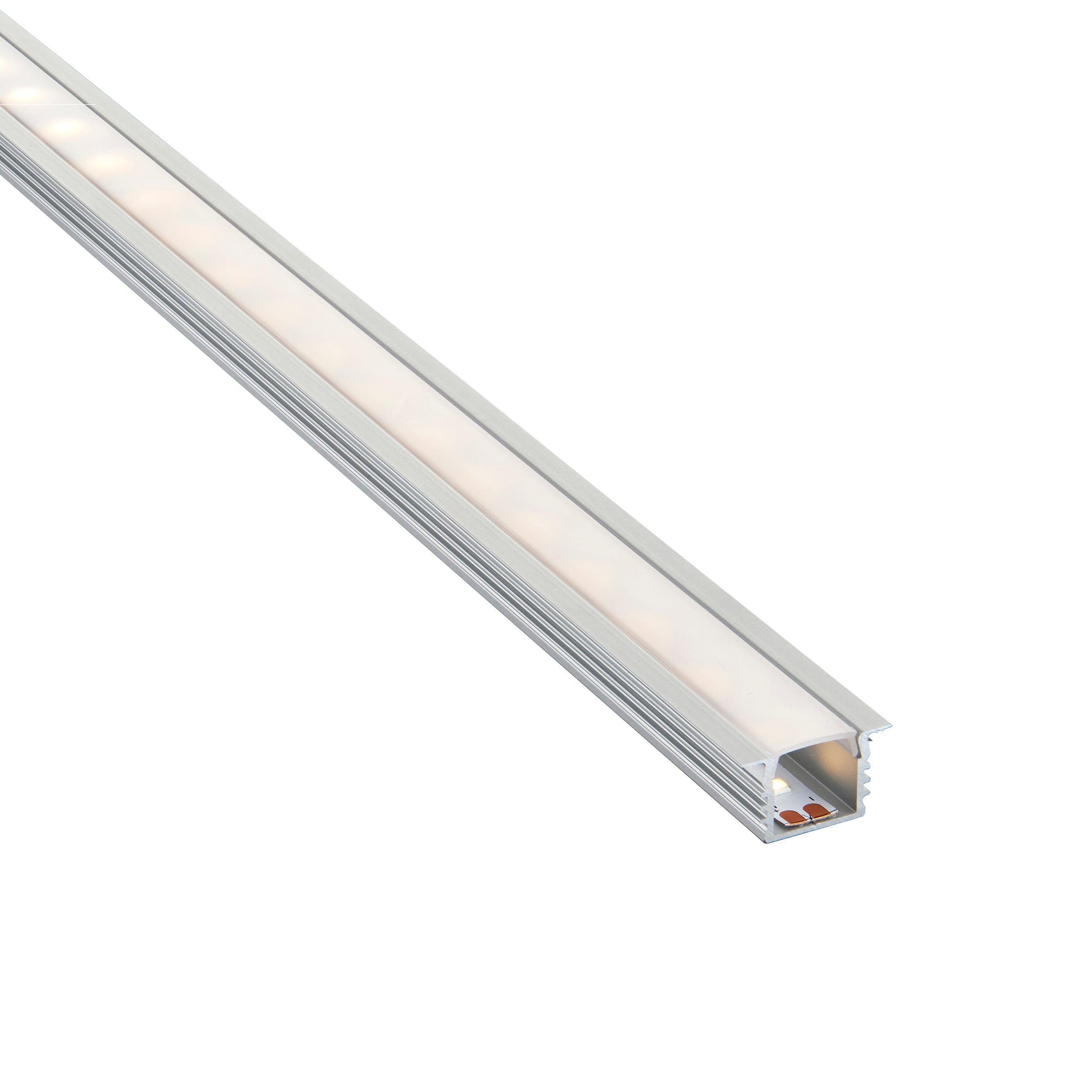 rigel recessed 2m aluminium profile extrusion silver for led tape light by saxby lighting, close up image 208