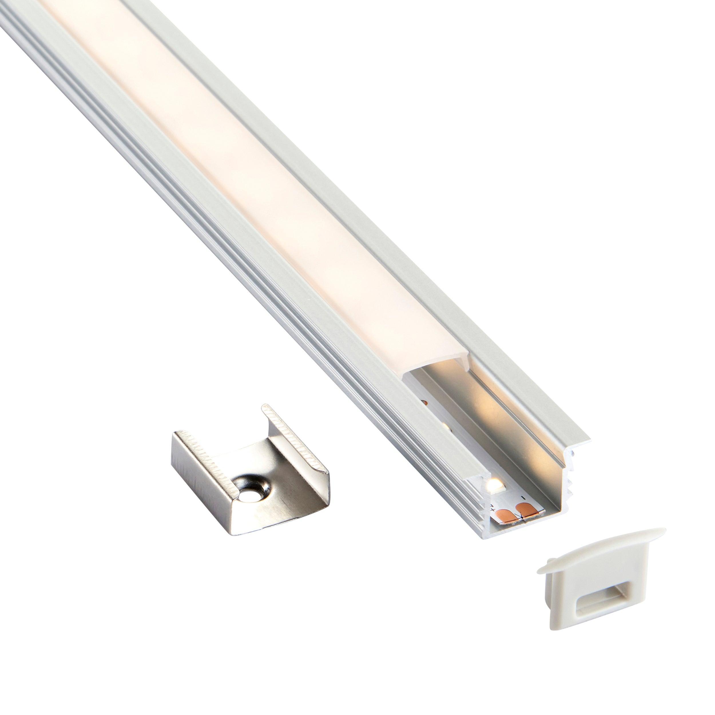 rigel recessed 2m aluminium profile extrusion silver for led tape light by saxby lighting, close up image 164