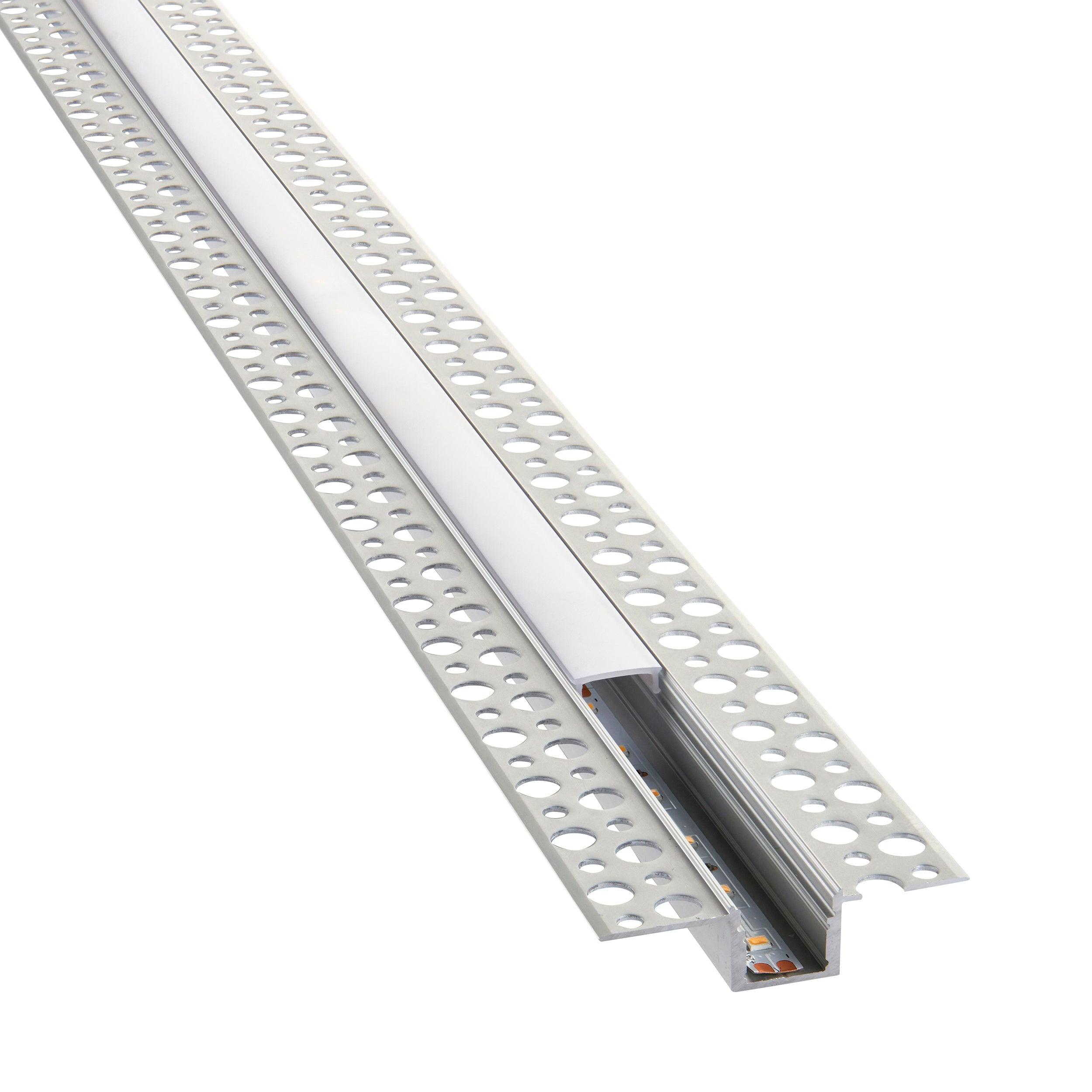 rigel plaster in 2m aluminium profile extrusion silver for led tape light by saxby lighting, close up image 347