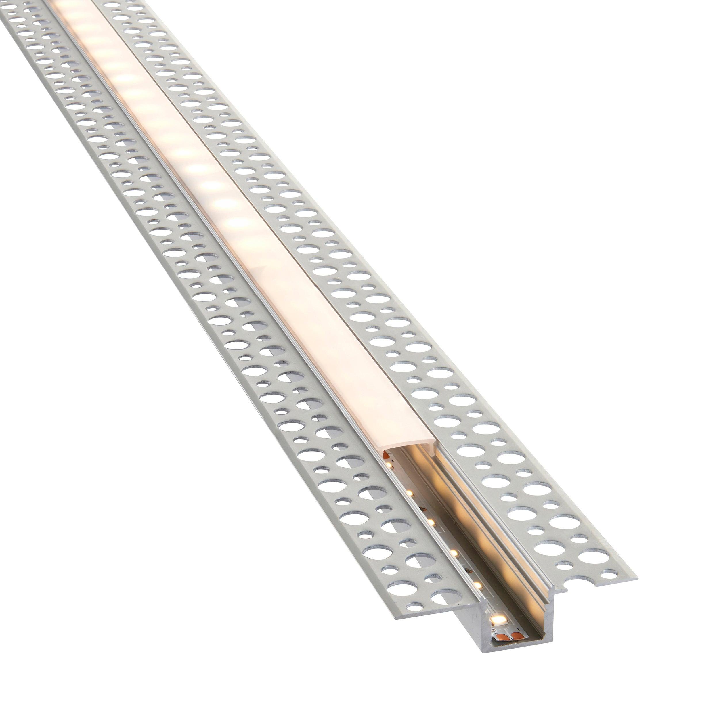 rigel plaster in 2m aluminium profile extrusion silver for led tape light by saxby lighting, close up image 300
