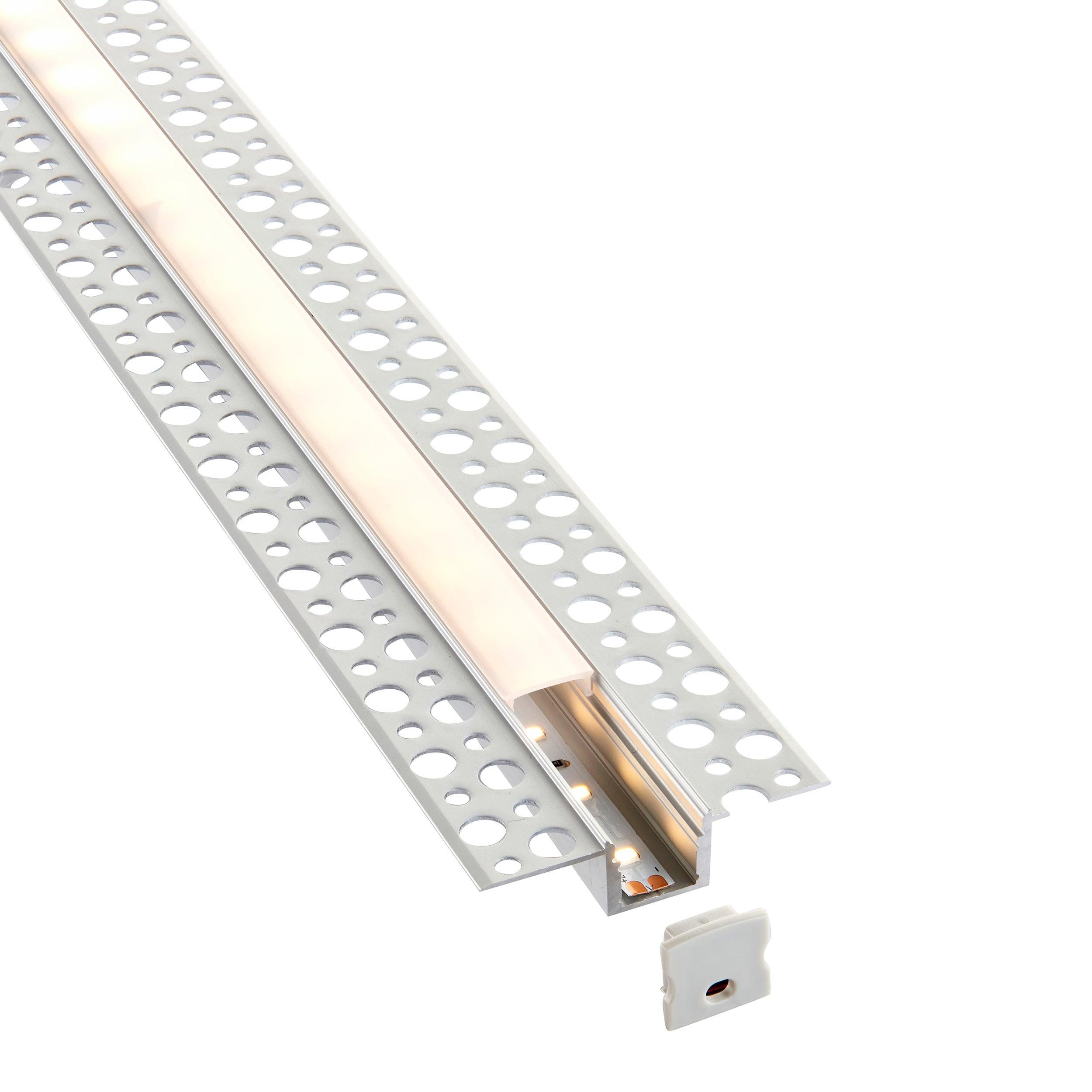 rigel plaster in 2m aluminium profile extrusion silver for led tape light by saxby lighting, close up image 163