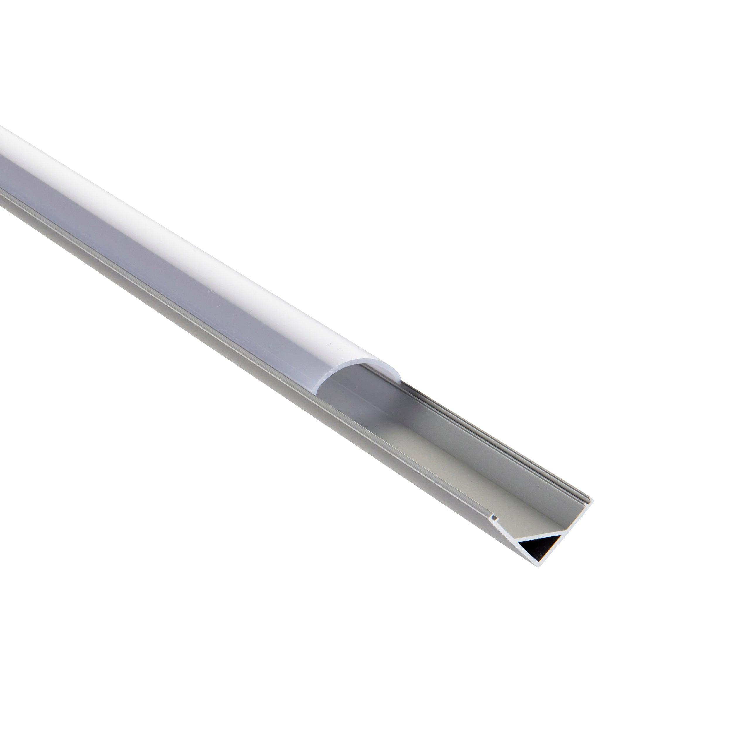 rigel corner 2m aluminium profile extrusion silver for led tape lightby Saxby Lighting, close up image