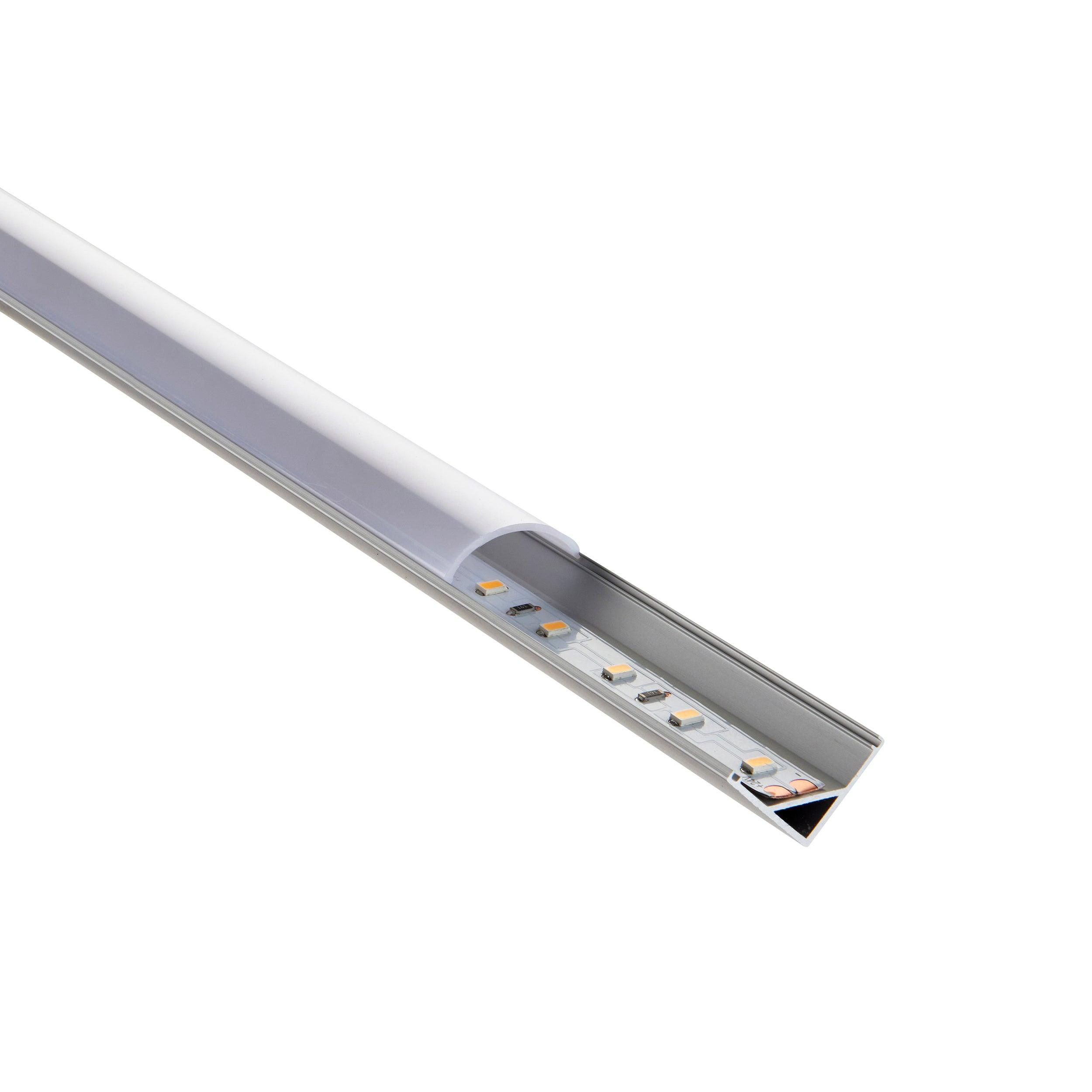 rigel corner 2m aluminium profile extrusion silver for led tape light by saxby lighting, close up image 354