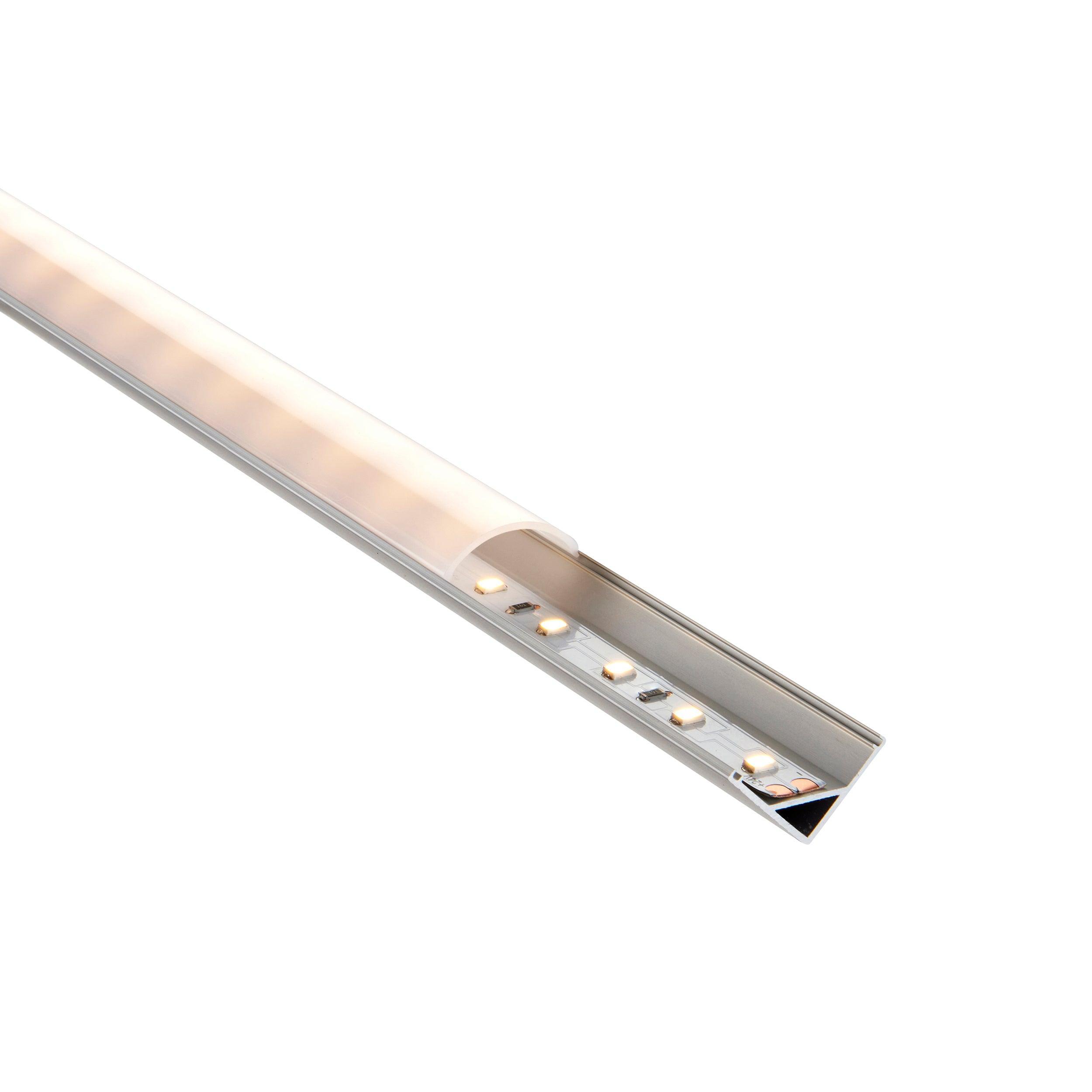 rigel corner 2m aluminium profile extrusion silver for led tape light by saxby lighting, close up image 307