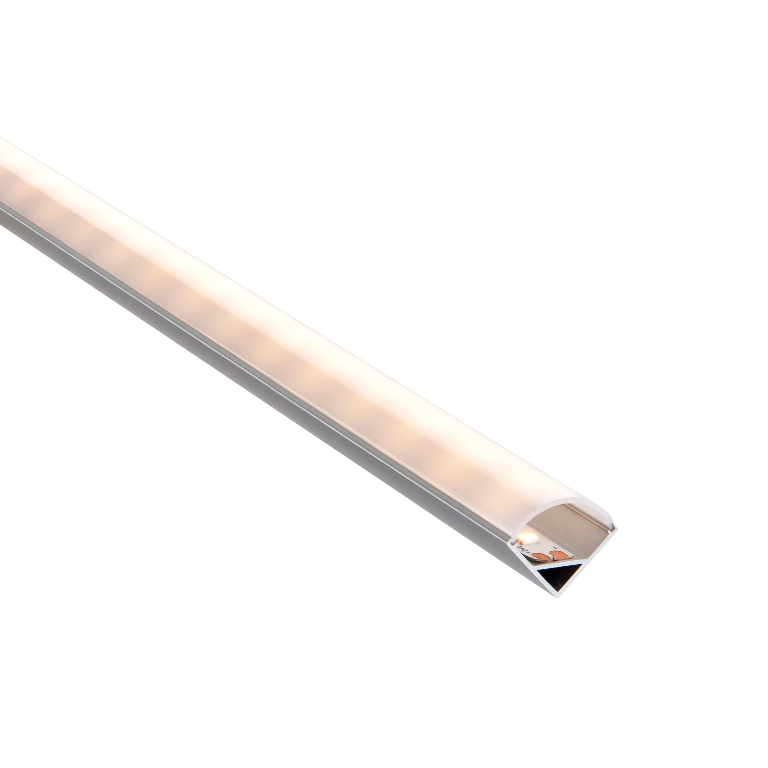 rigel corner 2m aluminium profile extrusion silver for led tape light by saxby lighting, close up image 213