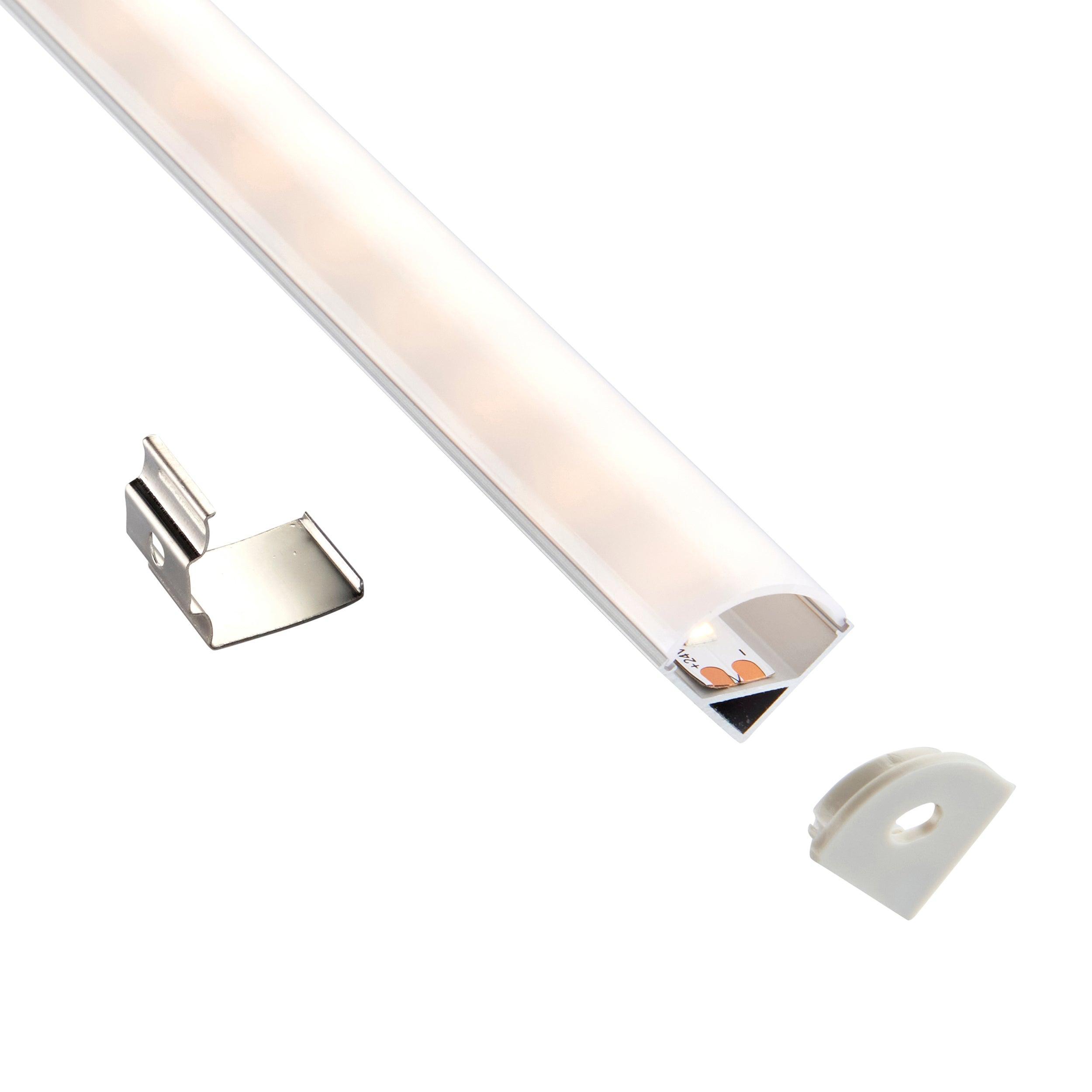 rigel corner 2m aluminium profile extrusion silver for led tape light by saxby lighting, close up image 169