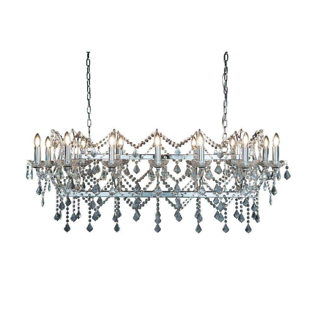 Florence 14 Light Chrome & Crystal Pendant Ceiling Bar-Ceiling Pendant Lights-1-Tiffany Lighting Direct