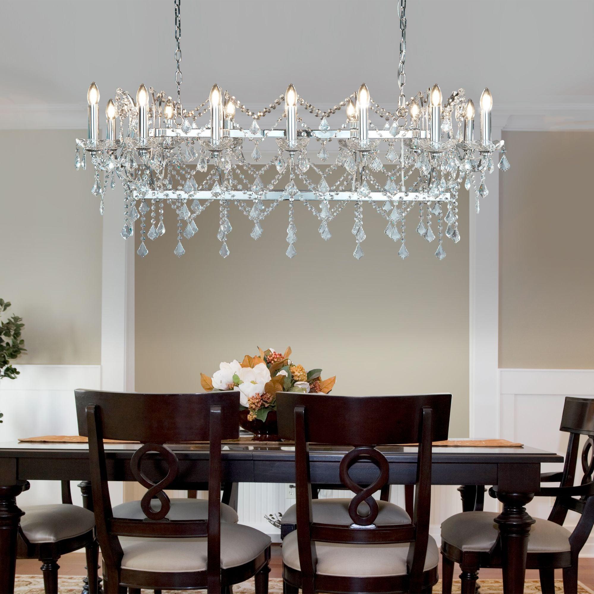 Florence 14 Light Chrome & Crystal Pendant Ceiling Bar-Ceiling Pendant Lights-5-Tiffany Lighting Direct