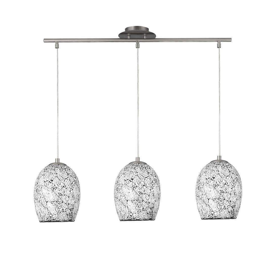 Searchlight Crackle 3 Light Pendant White Mosaic Glass-Ceiling Pendant Lights-1-Tiffany Lighting Direct