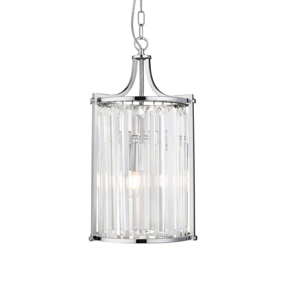 Victoria 2 Light Chrome & Crystal Glass Ceiling Pendant-Ceiling Pendant Lights-1-Tiffany Lighting Direct