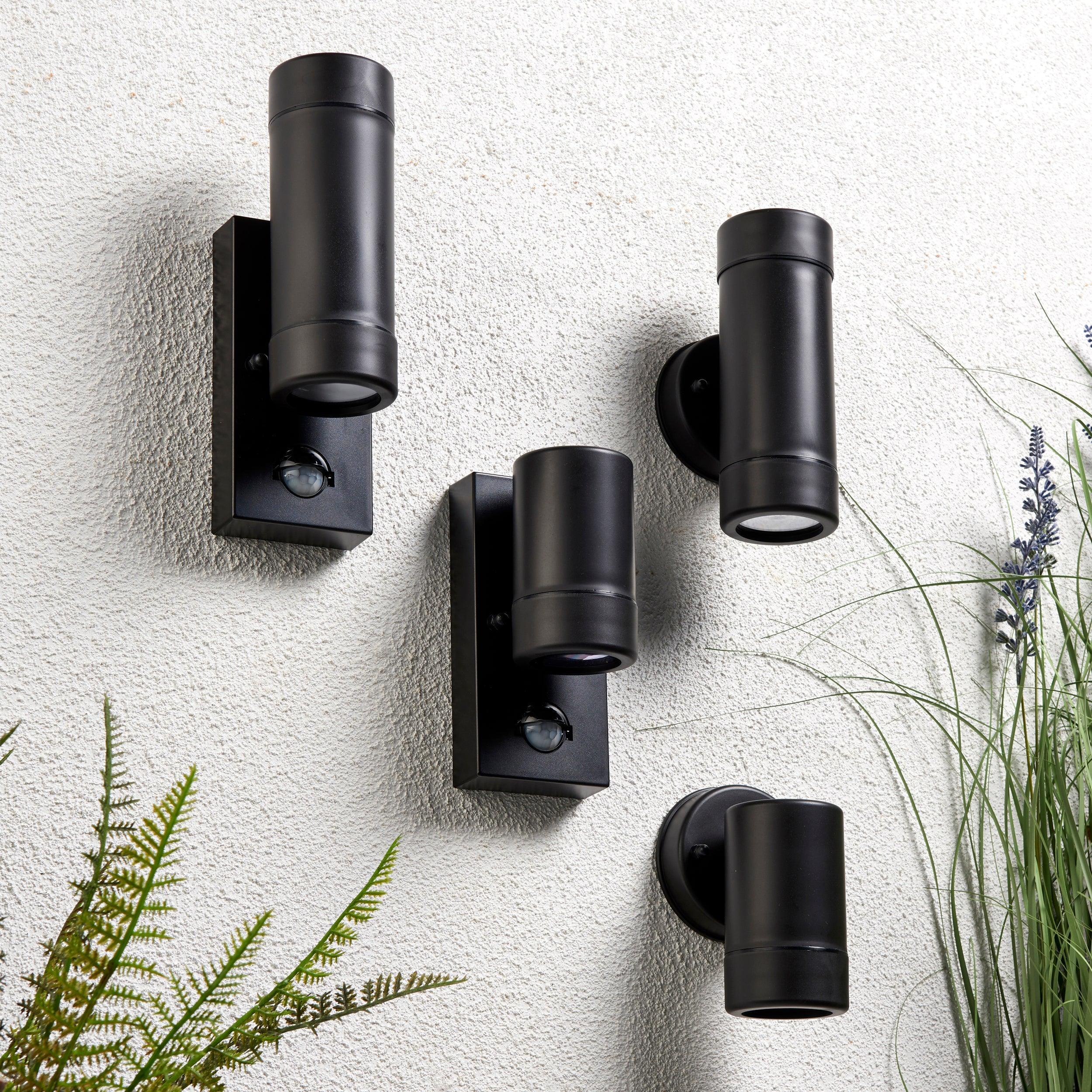 icarus black outdoor wall light ip44 7w by saxby lighting, close up image 209