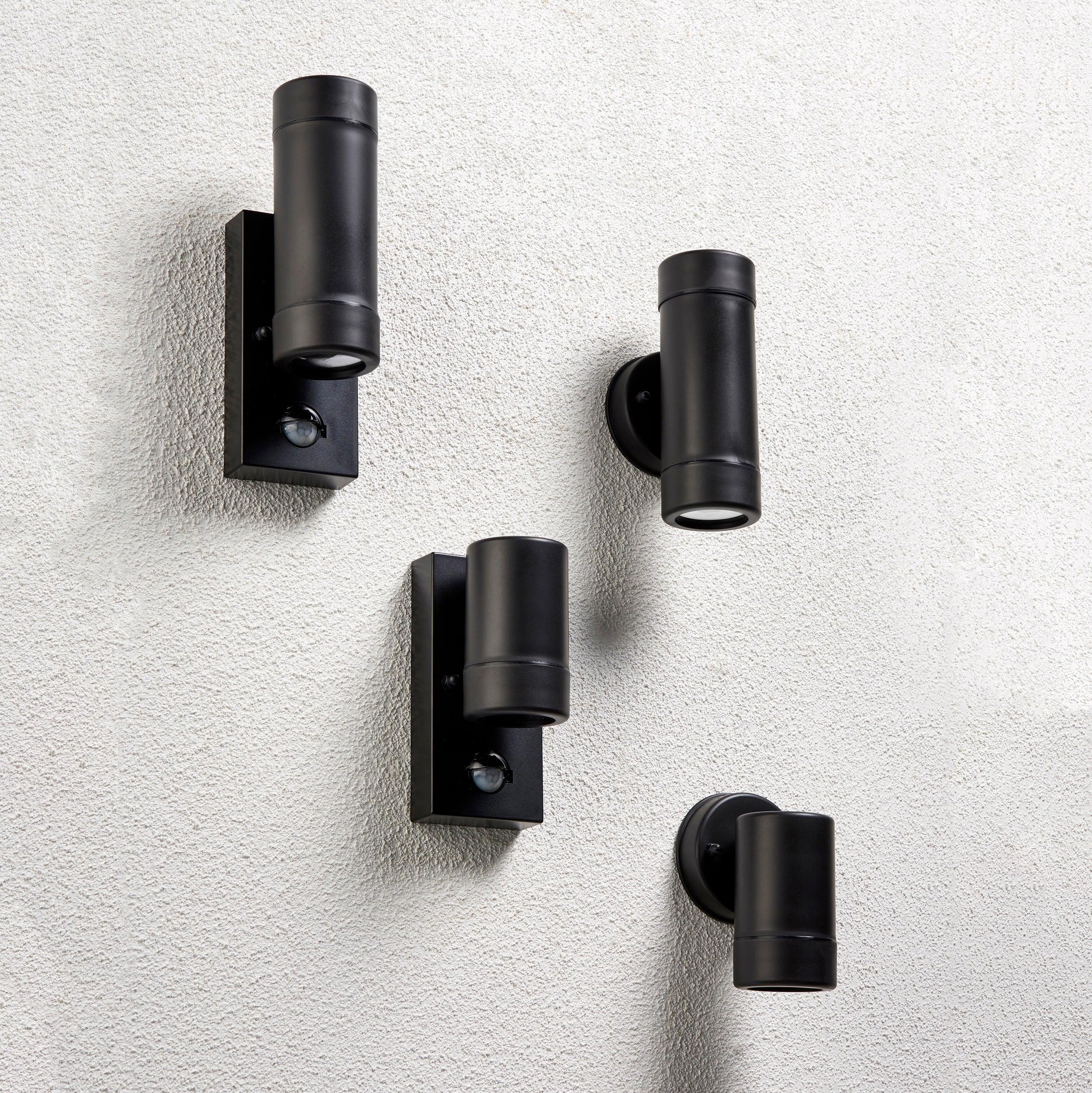 icarus pir black outdoor wall light ip44 7w by saxby lighting, close up image 148