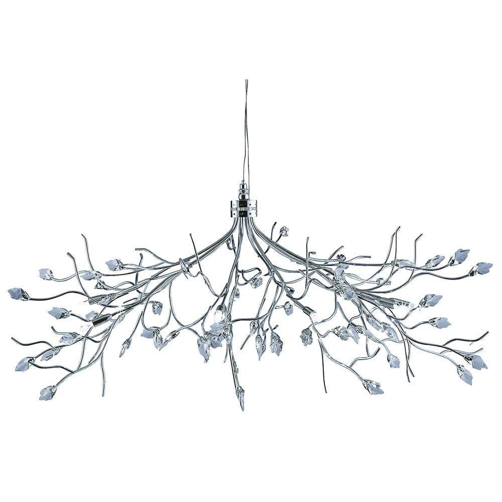 Searchlight Wisteria Silver Maple Leaf 8 Light Ceiling Pendant-Ceiling Pendant Lights-1-Tiffany Lighting Direct