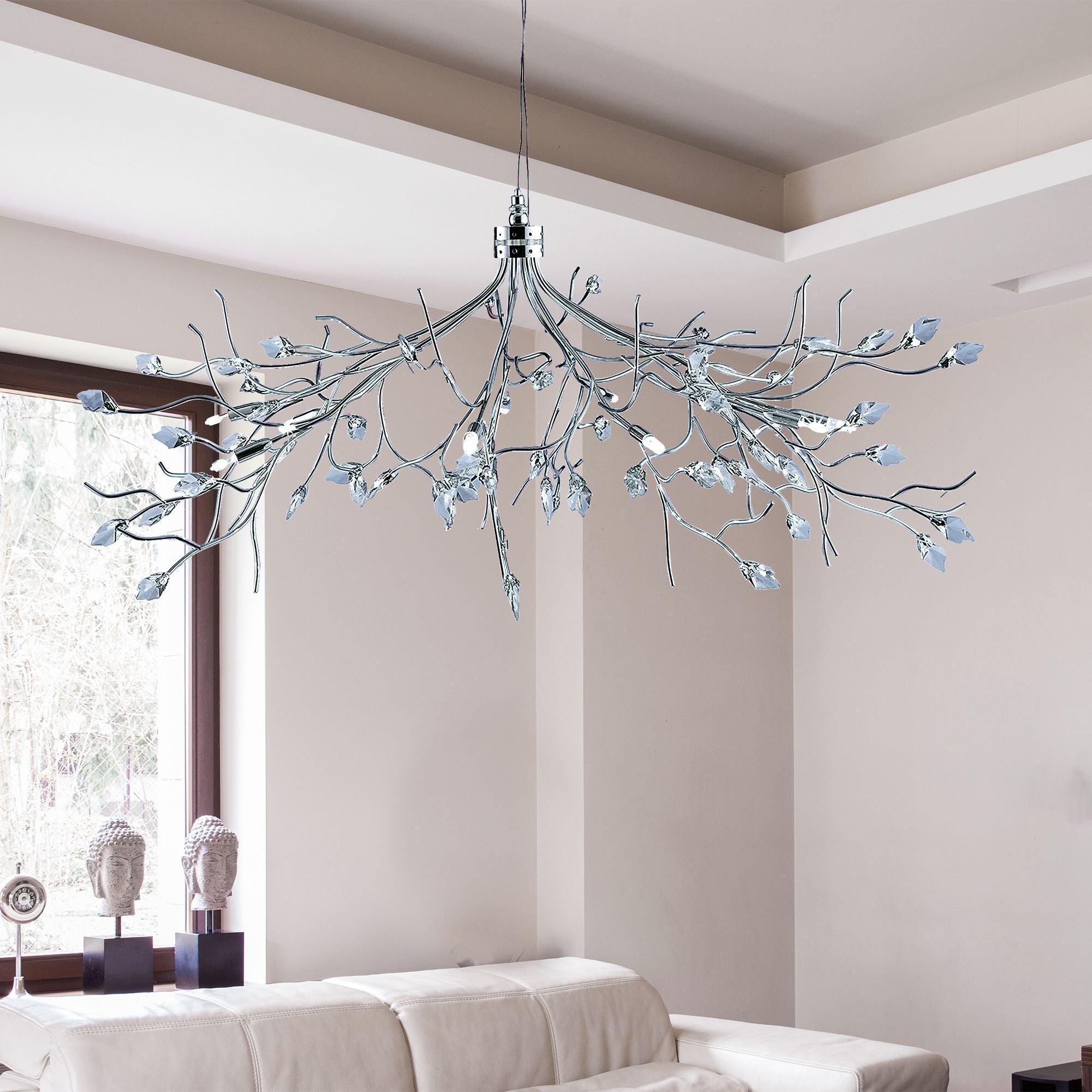 Searchlight Wisteria Silver Maple Leaf 8 Light Ceiling Pendant-Ceiling Pendant Lights-5-Tiffany Lighting Direct