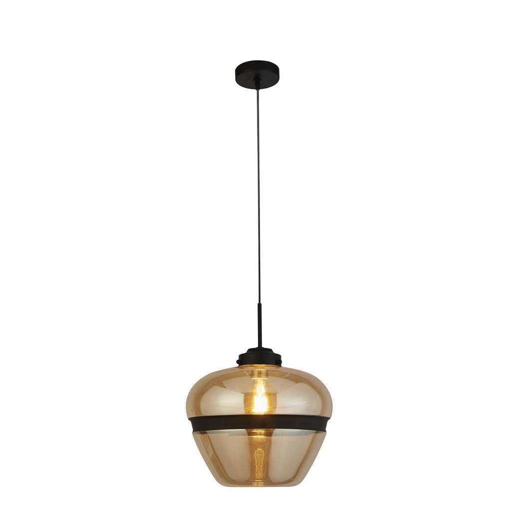 Meringue 1 Light Black & Champagne Glass Ceiling Pendant-Ceiling Pendant Lights-1-Tiffany Lighting Direct