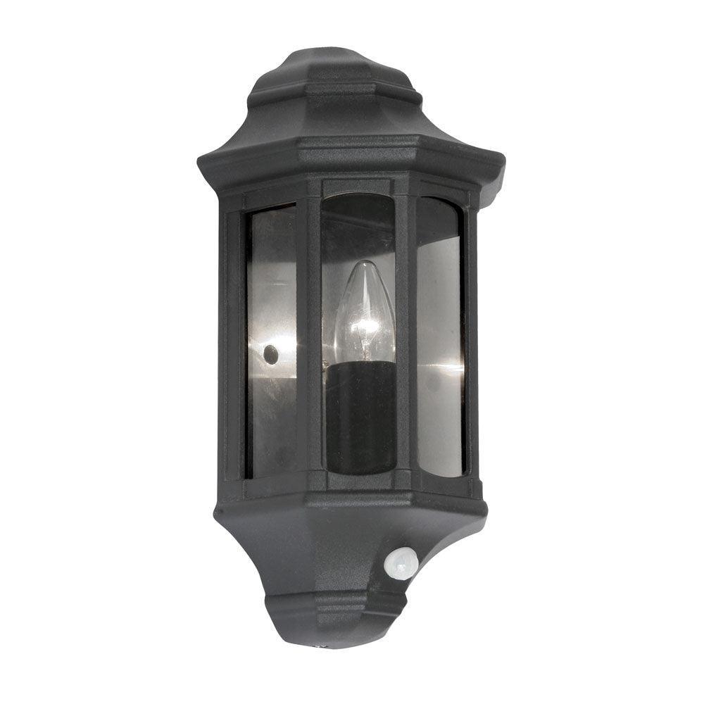 oaks westminster black outdoor half lantern with pir sensor