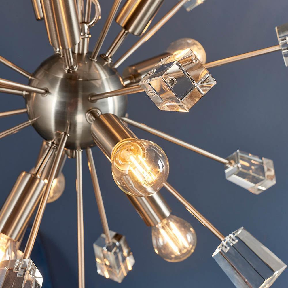 Endon Miro 9 Light Satin Nickel Pendant Ceiling Light-Ceiling Pendant Lights-Endon Lighting hallway lighting photo Tiffany Lighting Direct