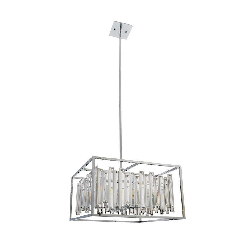 Endon Acadia 6 Light Chrome & Crystal Pendant Light-Ceiling Pendant Lights-Endon Lighting Hallway Lighting Close upTiffany Lighting Direct