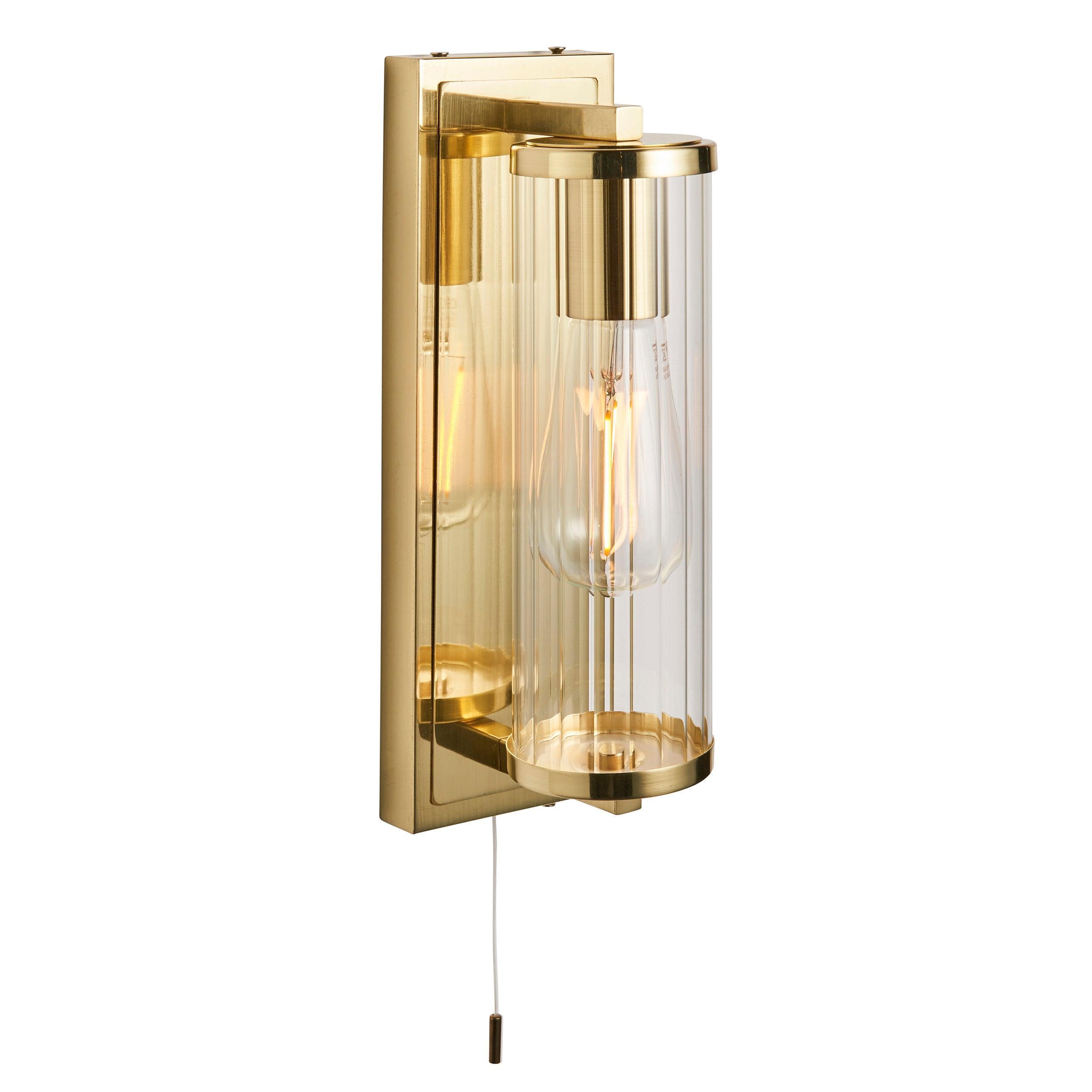 Islington Brass Art Deco Bathroom Wall Light - Glass Shade image 1