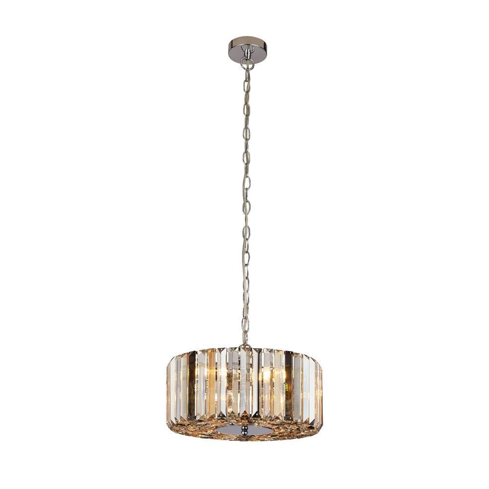Chapeau 3 Light Chrome Pendant - Glass Crystals-Ceiling Pendant Lights-1-Tiffany Lighting Direct