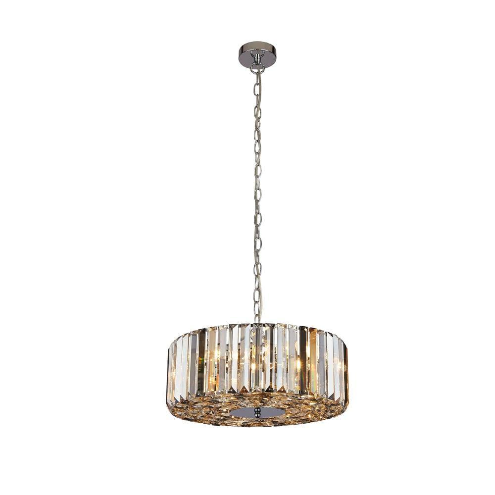 Chapeau 4 Light Chrome Pendant - Smoke & Glass Crystals-Ceiling Pendant Lights-1-Tiffany Lighting Direct