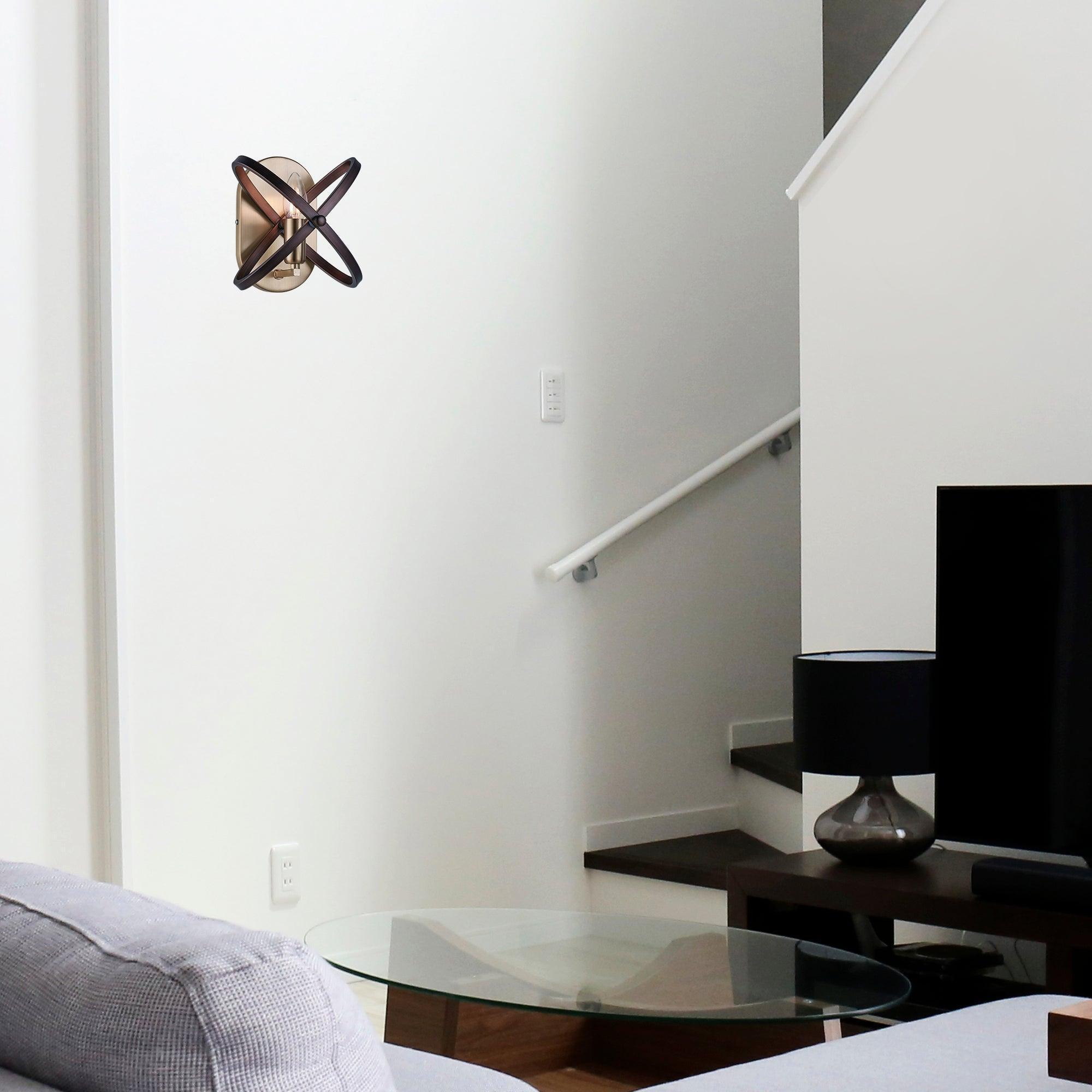 Hoopla 1 Light Brass Wall Light Bronze,8241BZ,Searchlight Lighting, living room far away image