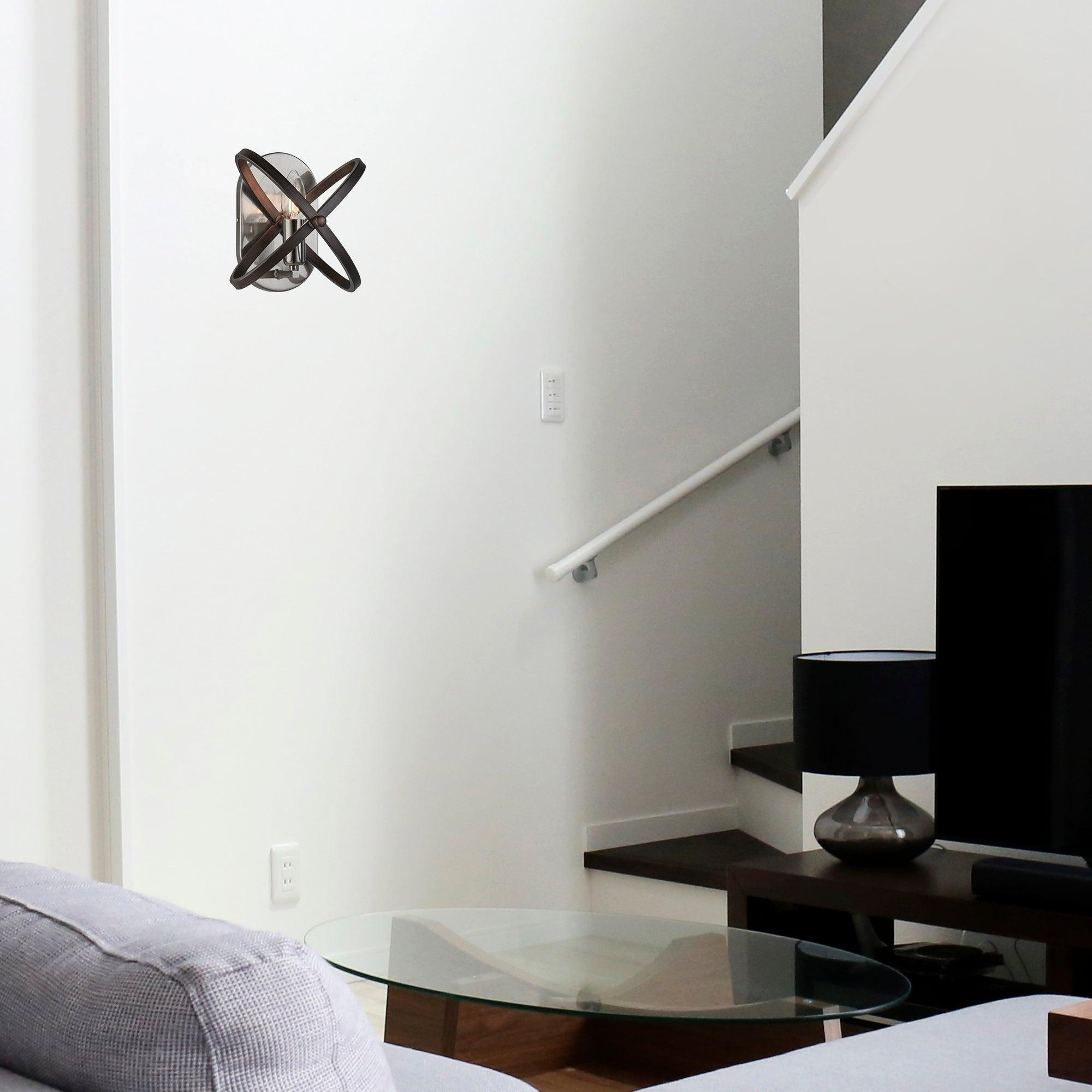 hoopla 1 light pewter wall light bronze by searchlighting lighting, living room image